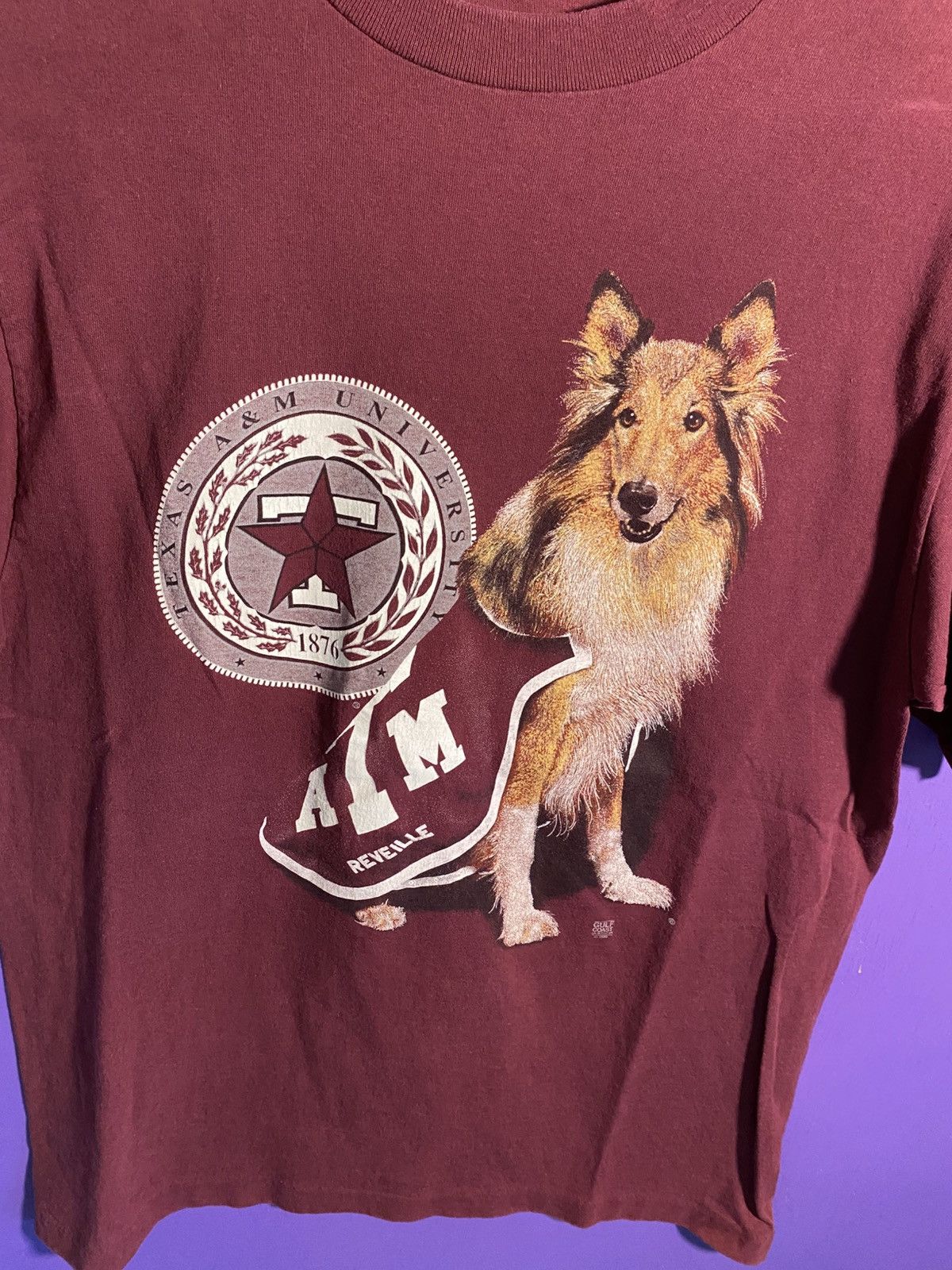 Vintage Vintage 80s Texas ATM Aggies Reveille dog mascot t-shirt Size US L / EU 52-54 / 3 - 3 Thumbnail