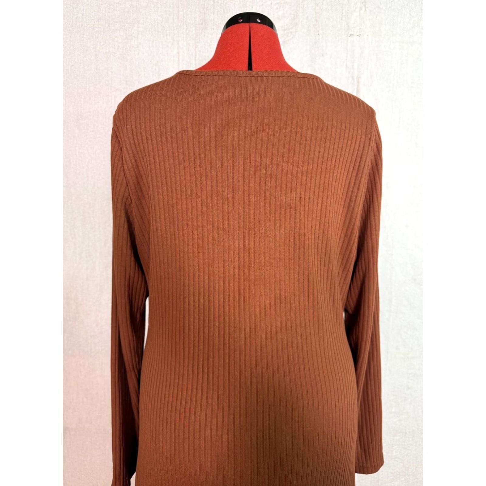 Old Navy OLD NAVY Women's Dress Long Sleeve Ribbed Knit Polyester Blend Orange XL EUC Size XL / US 12-14 / IT 48-50 - 5 Thumbnail