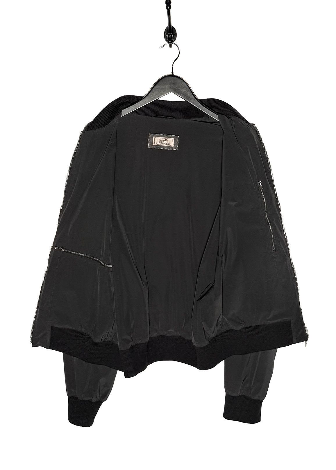 Hermes Hermès Black Leather Detailed Rib-Trim Jacket - 54 IT Size US L / EU 52-54 / 3 - 6 Thumbnail