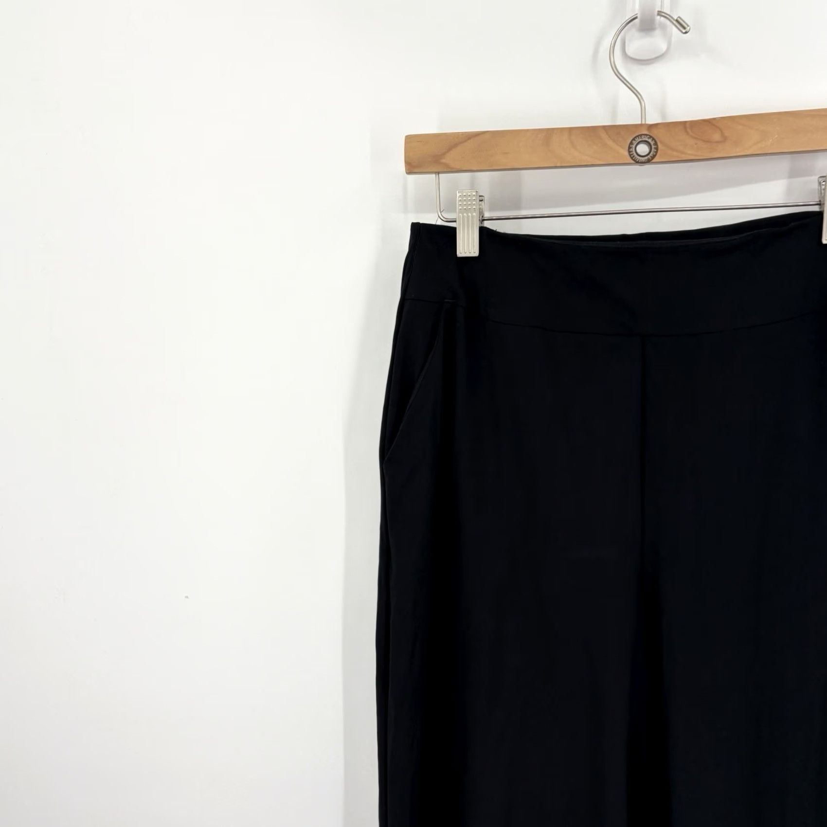 Vintage Aday Dress Pants Women M Straight High Rise Comfort Tech Office Pants Black Nylon Spandex Crepe Stretch Size 32" / US 10 / IT 46 - 2 Thumbnail