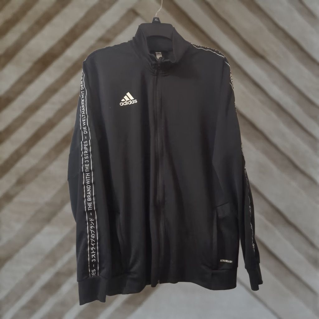 Adidas Adidas Track Jacket Sleeve Tape Black Men's Size L Pockets Aeroready Full Zip Size US L / EU 52-54 / 3 - 1 Thumbnail