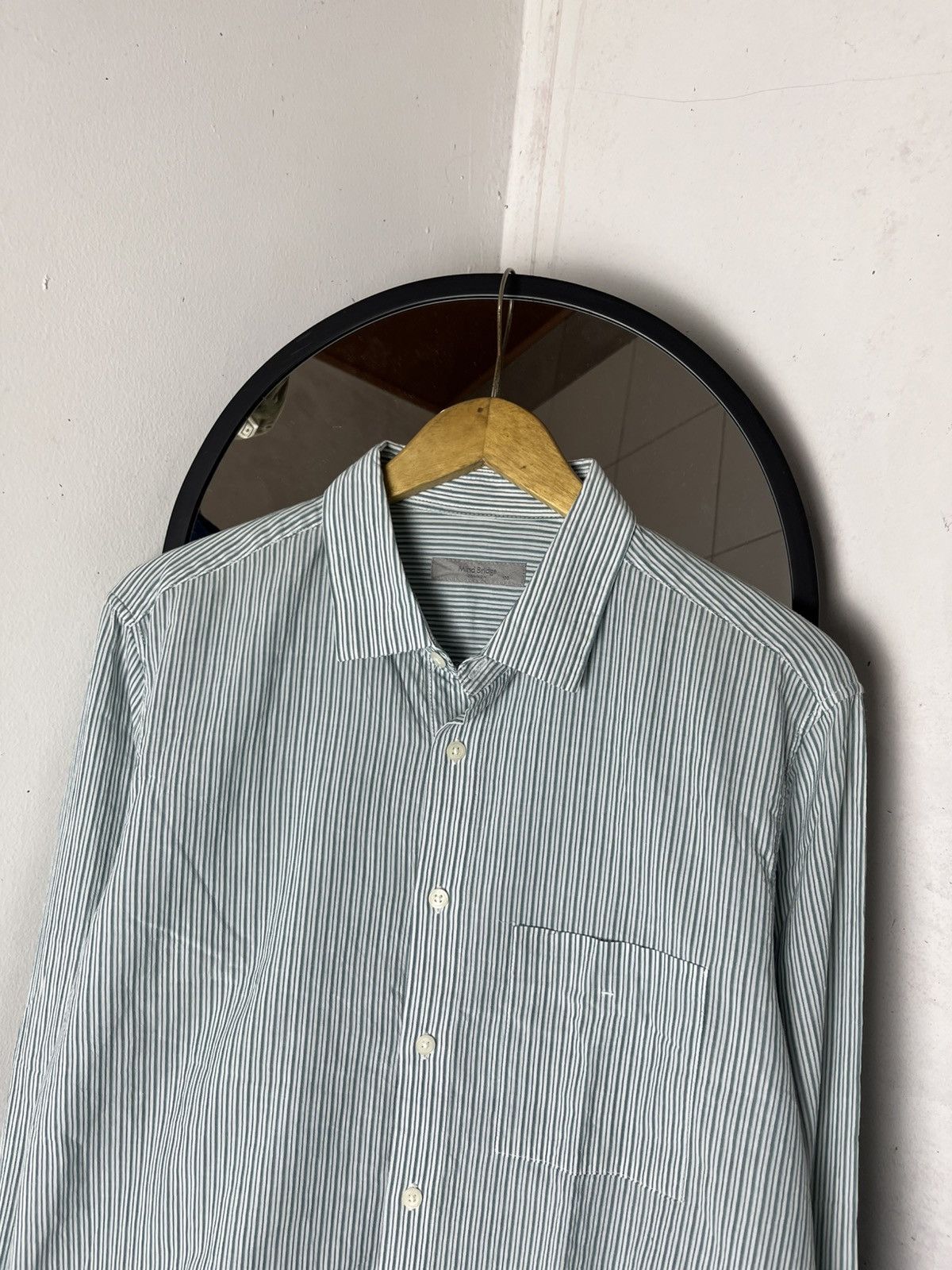 Japanese Brand Mindbridge striped button ups shirt /balenciaga/prada/issey Size US M / EU 48-50 / 2 - 2 Thumbnail