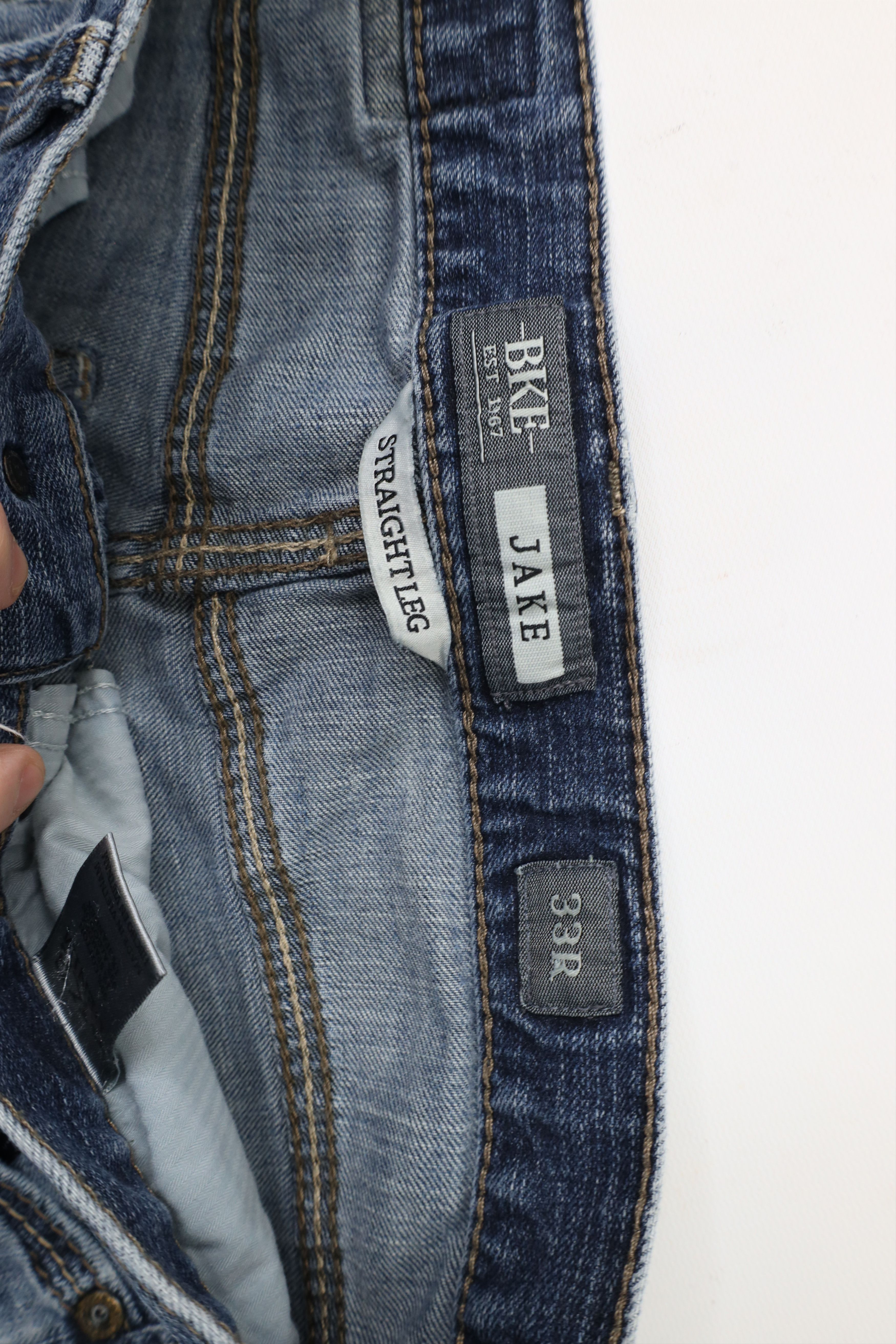 Vintage Buckle BKE Thick Stitch Jake Straight Leg Denim Jeans Blue Size US 33 - 9 Thumbnail