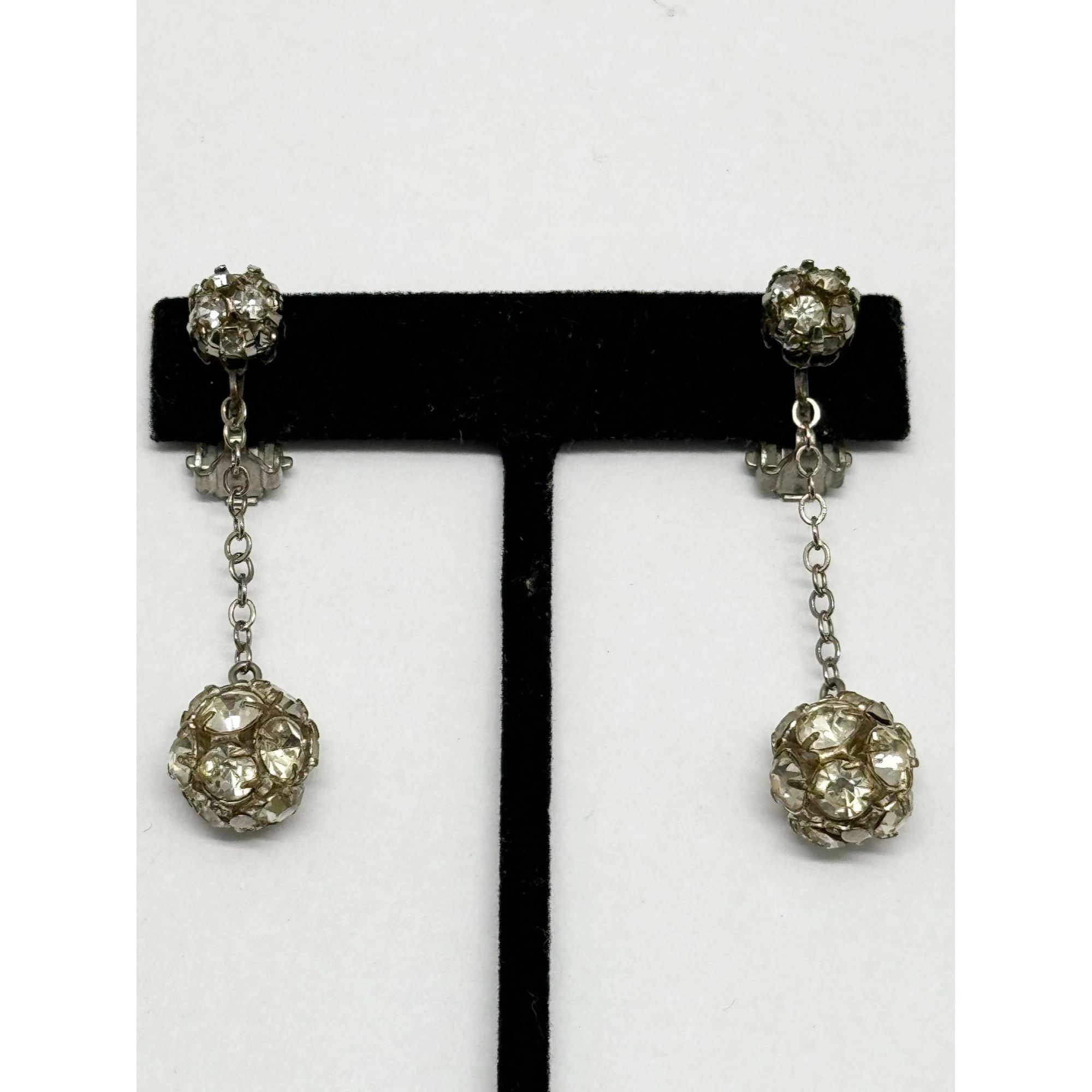 Vintage Vintage rhinestone ball drop earrings Size ONE SIZE - 1 Thumbnail