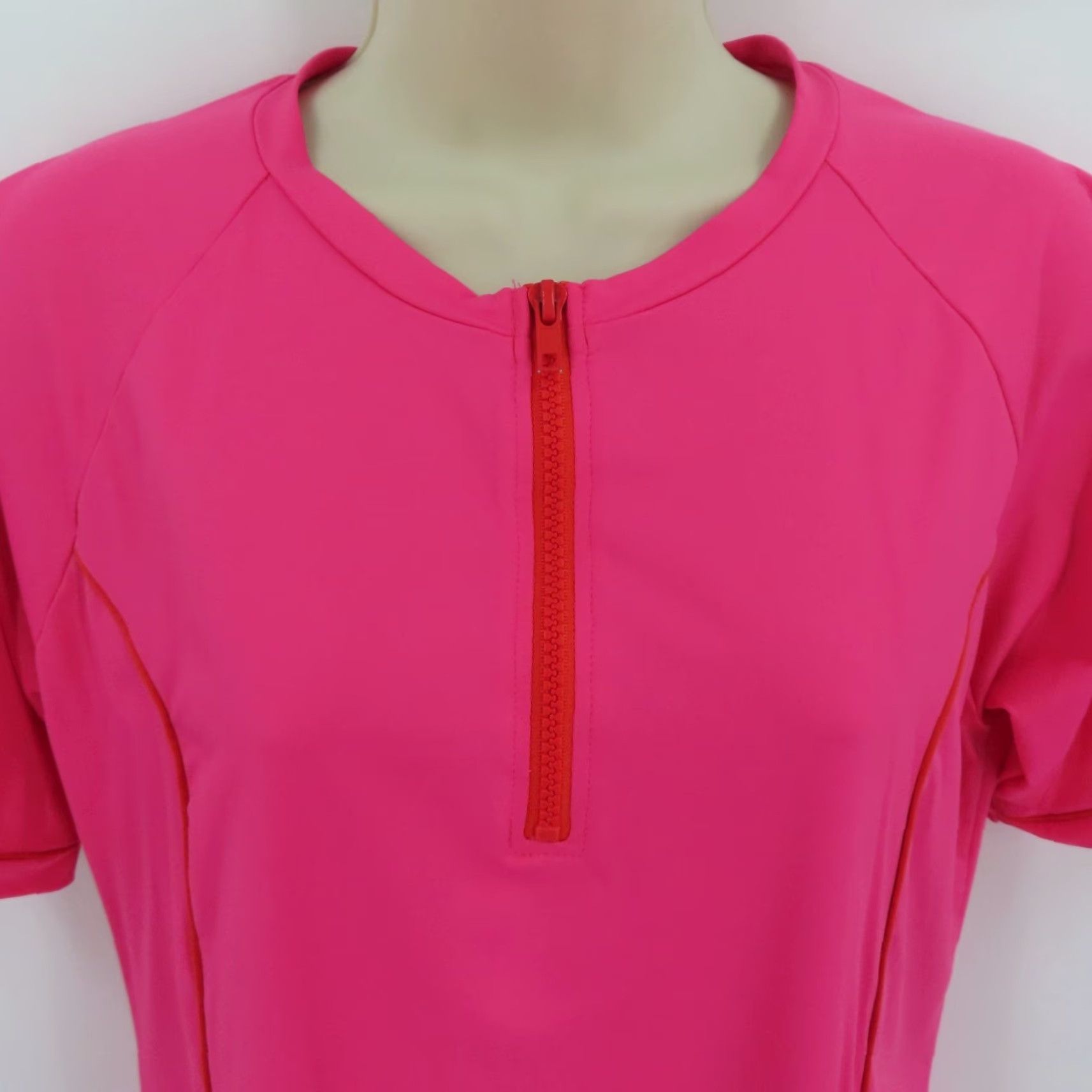 Tommy Bahama Tommy Bahama Womens Large Pink Orange Quarter Zip Zipper Short Sleeve Shirt Top Size L / US 10 / IT 46 - 2 Thumbnail