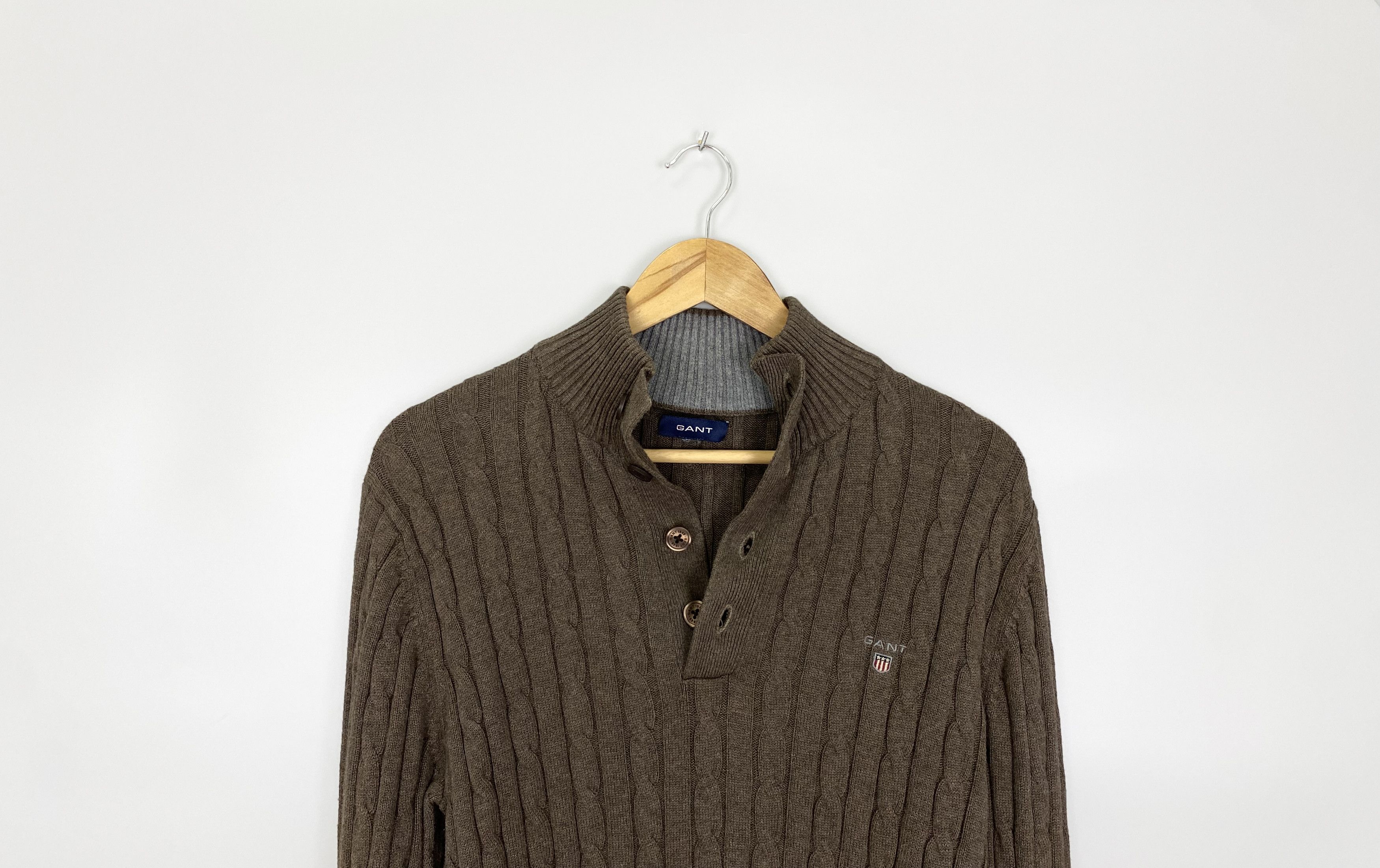 Gant GANT Knitted Button Ups Brown Sweater Size US M / EU 48-50 / 2 - 3 Thumbnail