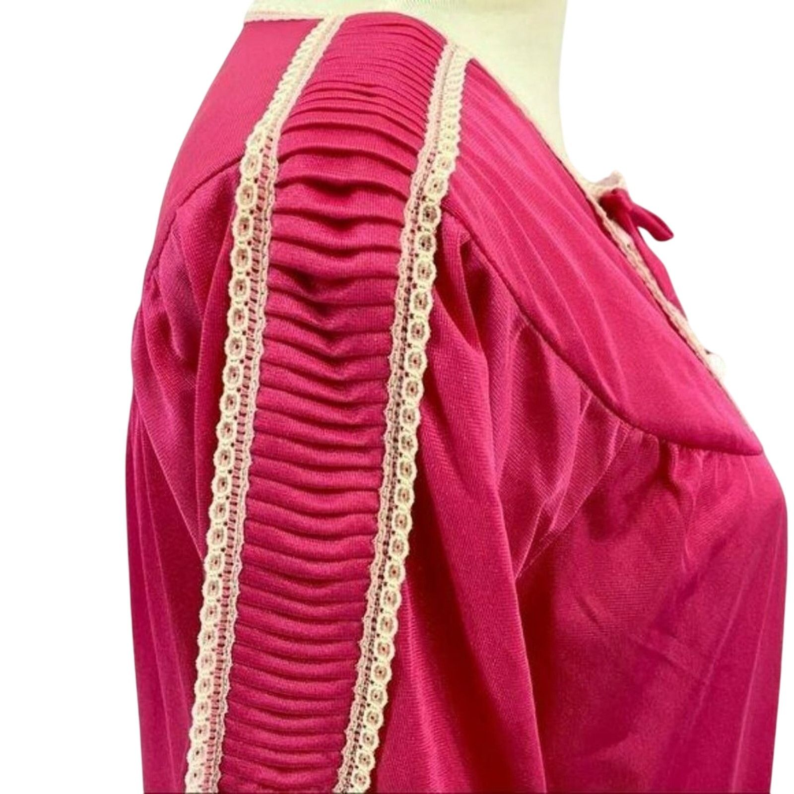 Vintage Vintage Large Pink Robe ILGWU Semi Sheer Nylon Womens Large Size ONE SIZE - 5 Thumbnail