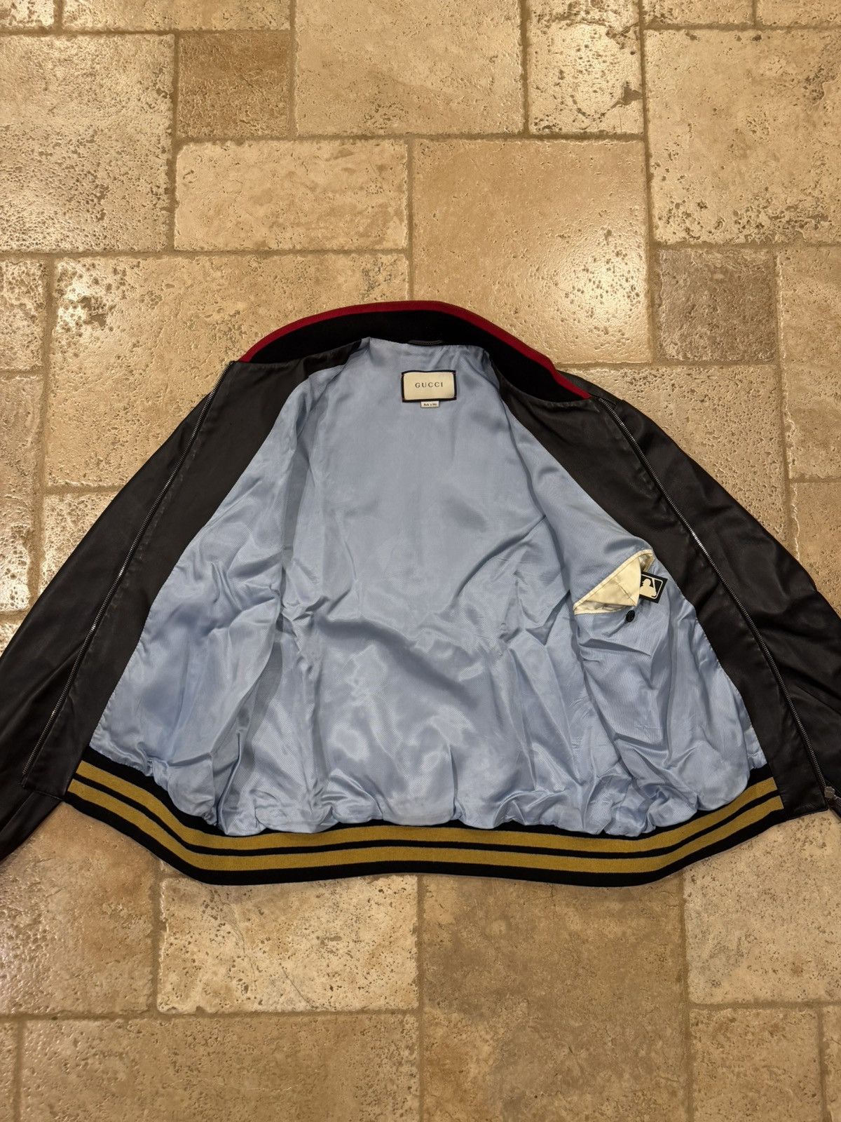 Gucci × MLB Gucci x MLB AW18 Pirates Black Leather Bomber Varsity Jacket Size US L / EU 52-54 / 3 - 11 Thumbnail