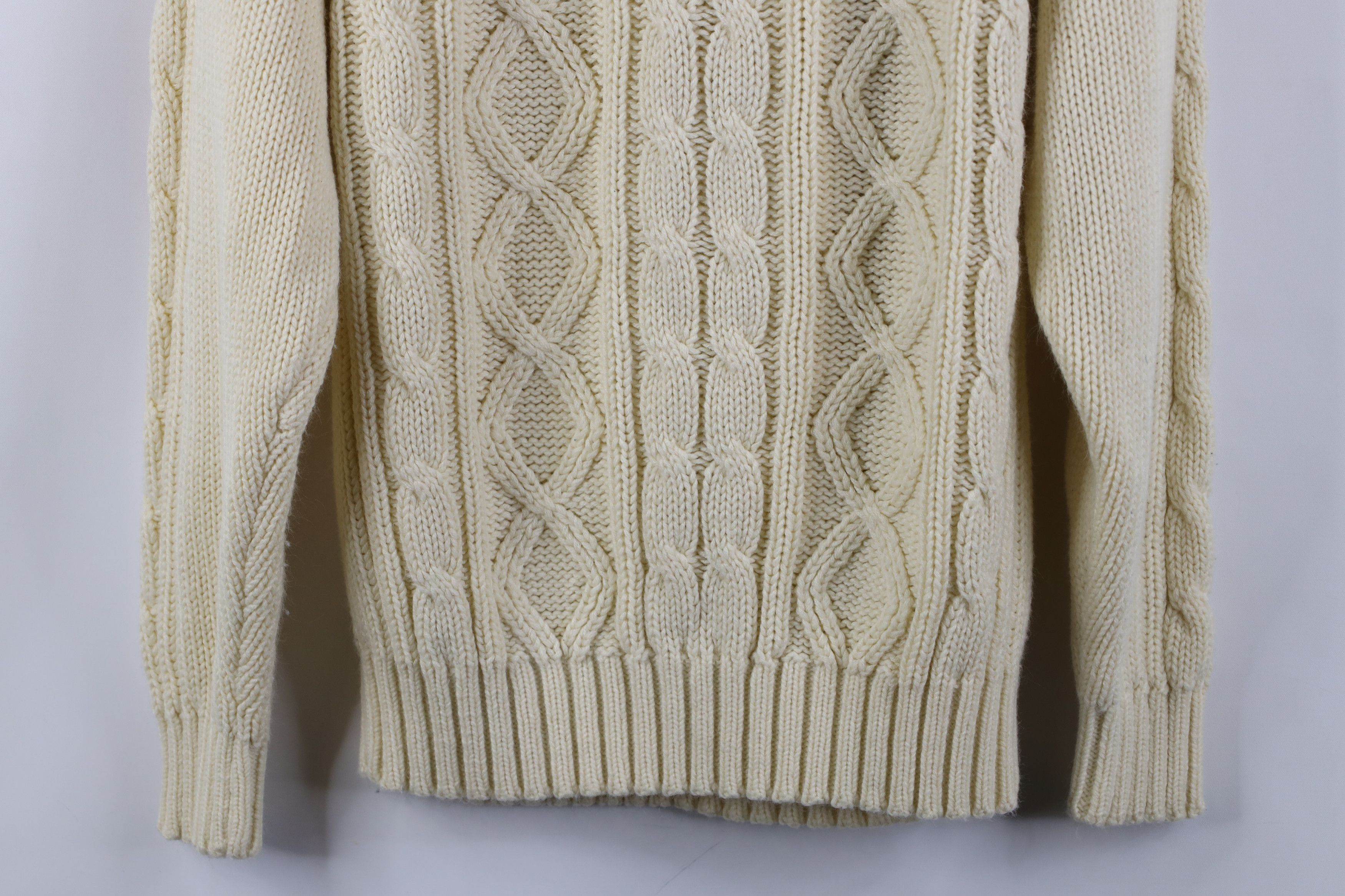 Vintage Vintage 90s Streetwear Cable Knit Fisherman Sweater Cream Size M / US 6-8 / IT 42-44 - 10 Thumbnail