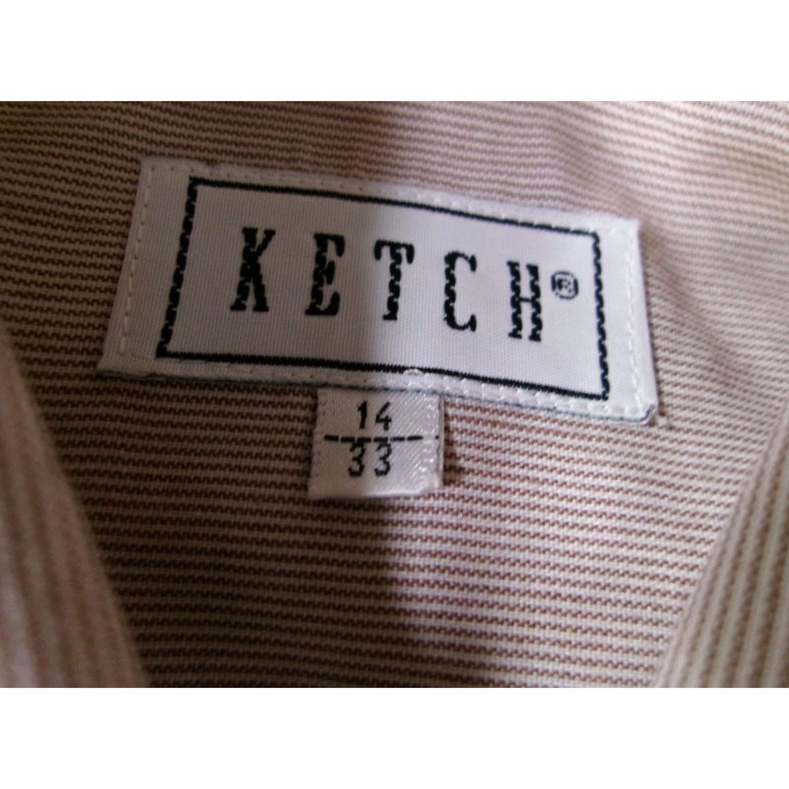 Vintage Ketch Shirt Men 14 Tan Striped Button Up Classic Preppy Office Cutaway Vintage Brown Size US S / EU 44-46 / 1 - 6 Thumbnail