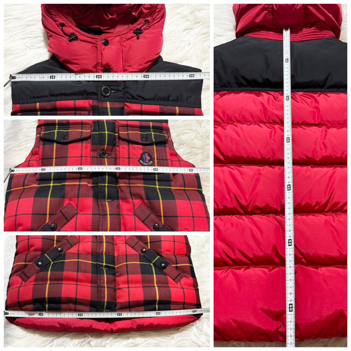 Moncler Moncler Check Pattern Liberation Hooded Down Vest 1 Red 