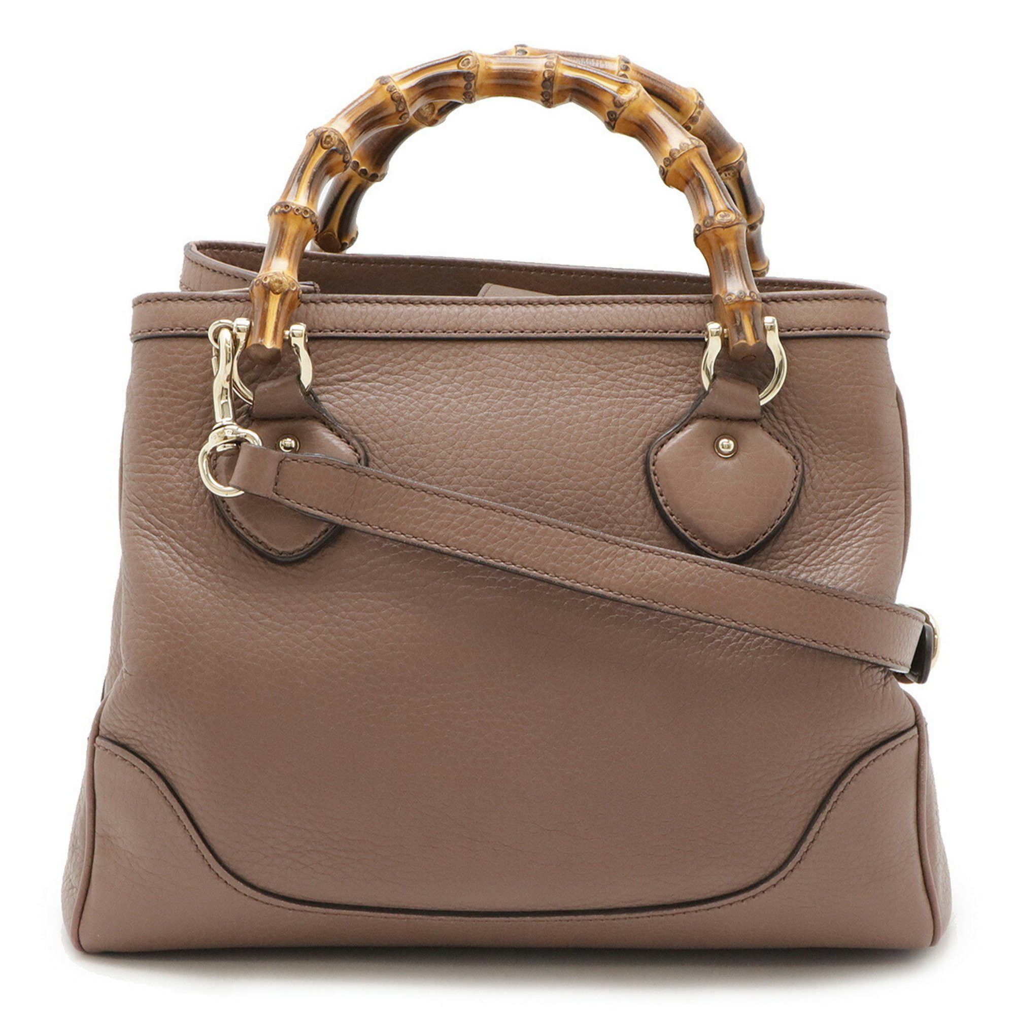 Gucci Bamboo Handbag Tote Bag Shoulder Leather Dusty Pink 336032, Women's