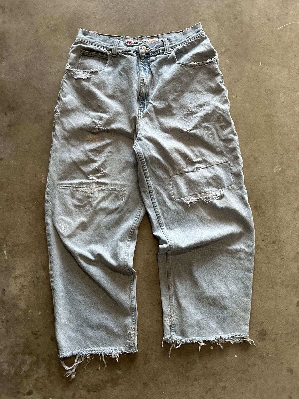 Vintage Distressed Baggy Anchor Blue Jeans