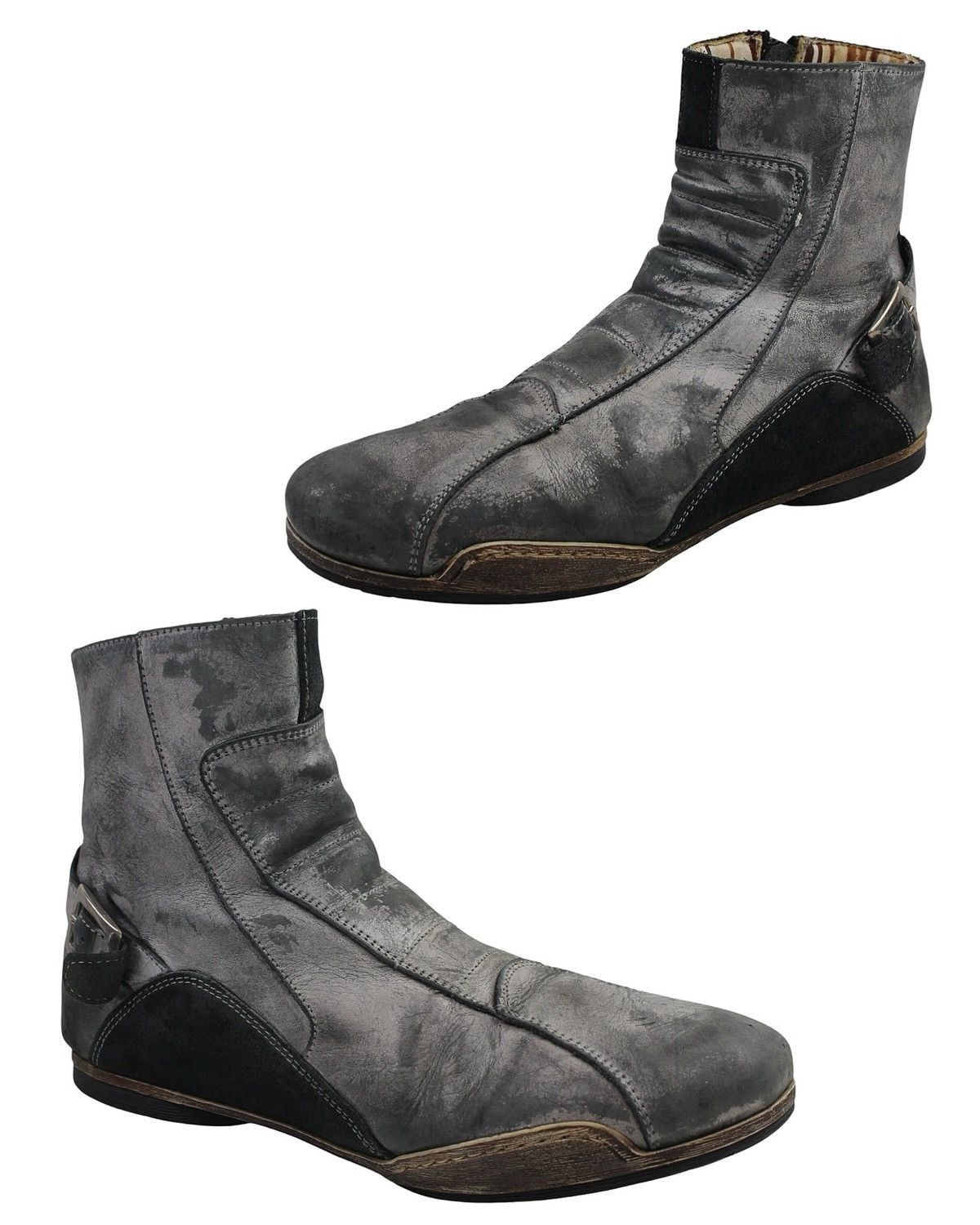 Japanese Brand 2000S ALDO DISTRESSED GRAY & GREEN LEATHER ANKLE BOOTS Size US 10 / EU 43 - 4 Thumbnail