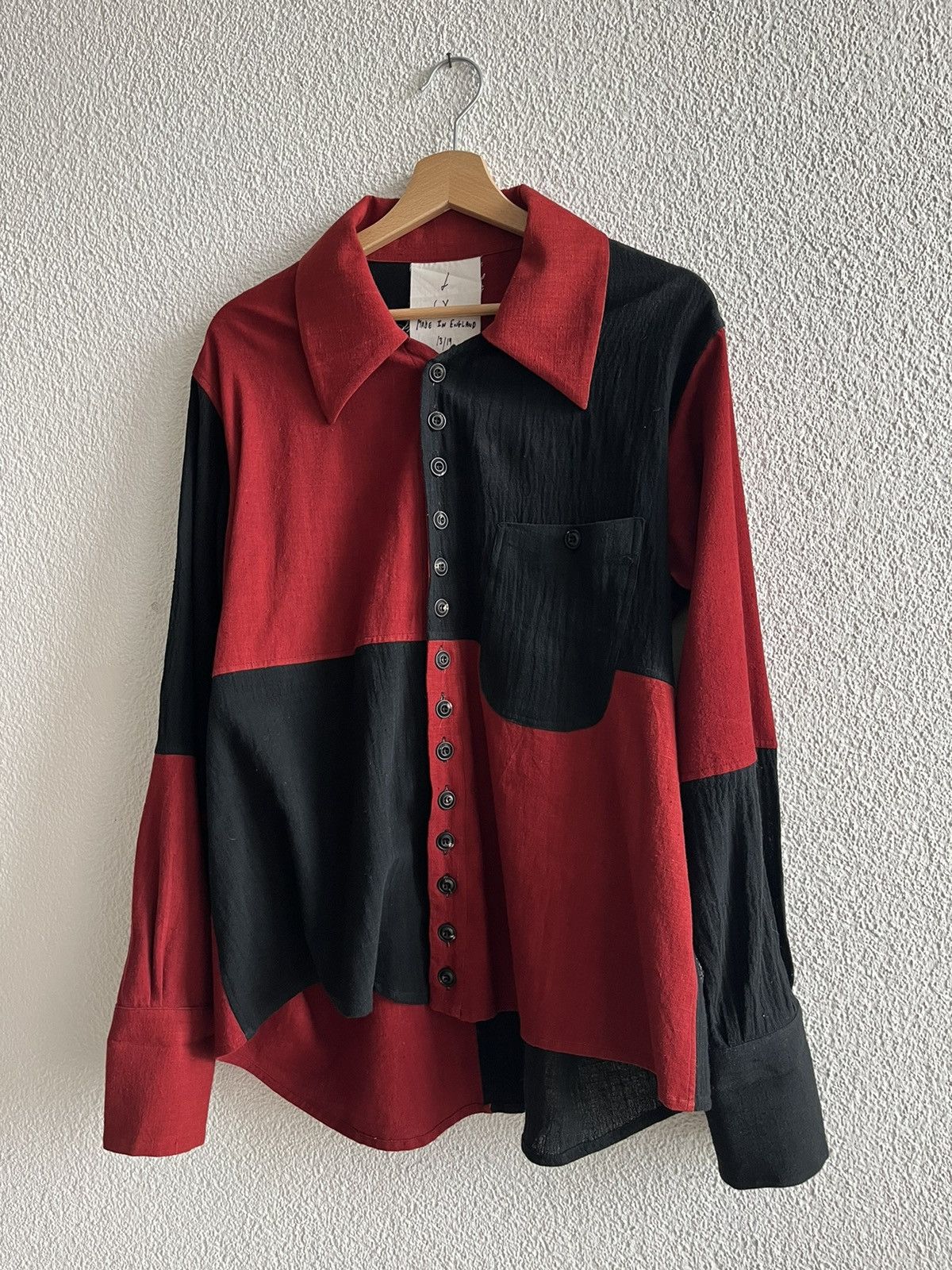 image of John Alexander Skelton Mi-Parti Shirt in Black/Red, Men's (Size Medium)