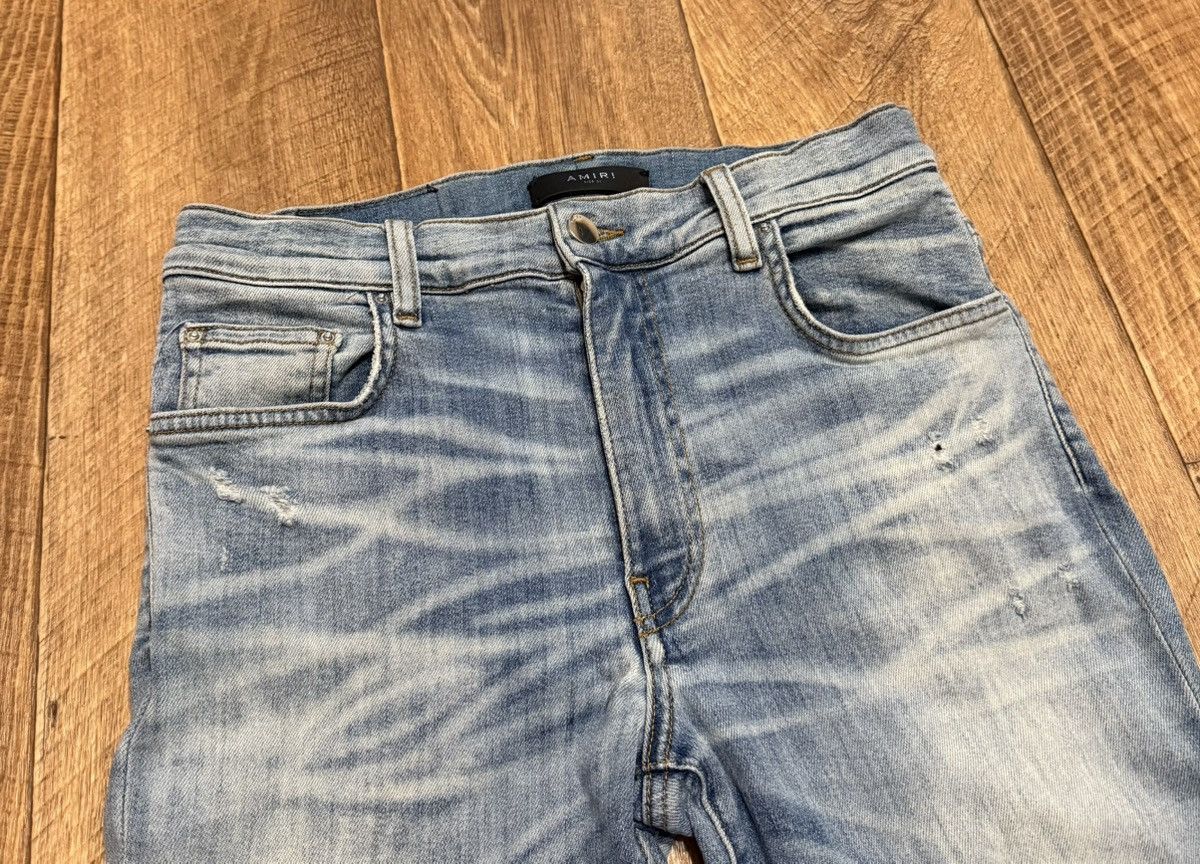 Amiri Amiri Ripped Light Blue Jeans Slim Fit Denim Pants Size US 31 - 4 Thumbnail