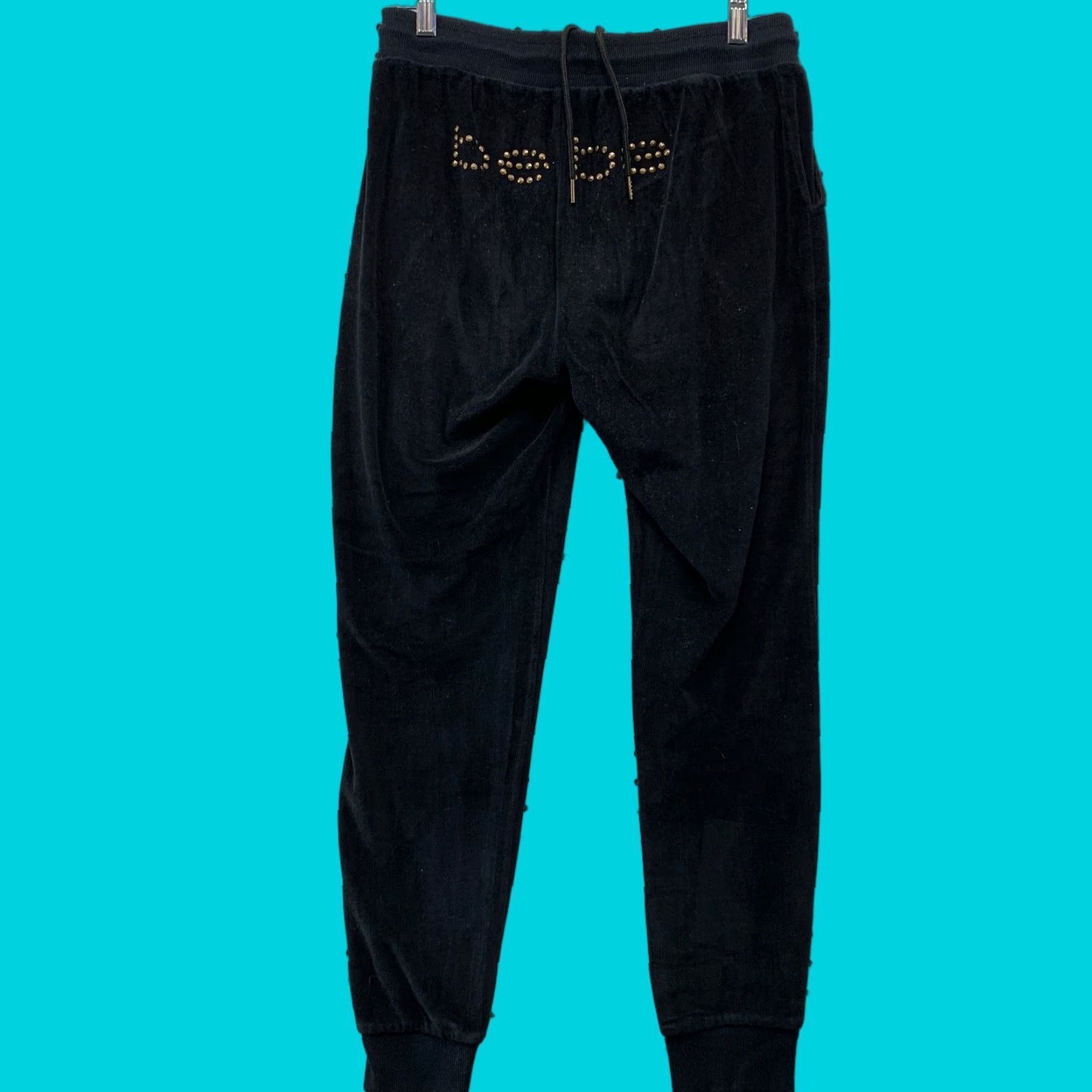 Bebe Bebe SportVelour Jogger Pants Womens Size S 30x27.5 Black Rhinestones Jogger Activewear Women 90s Decade Flair Size 28" / US 6 / IT 42 - 1 Thumbnail