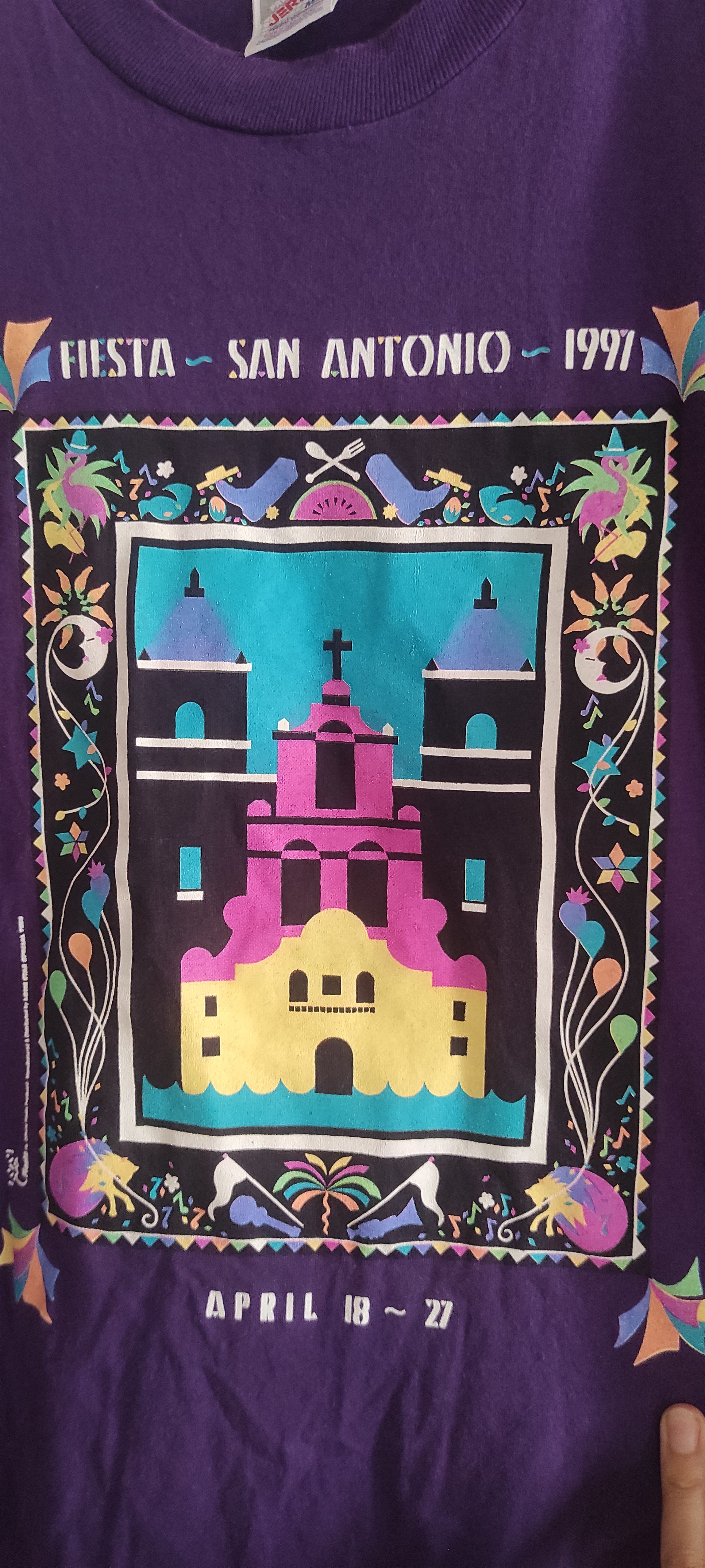 Jerzees Fiesta San Antonio 1997 Graphic T-Shirt April 18/27 Jerzees Size US M / EU 48-50 / 2 - 10 Thumbnail