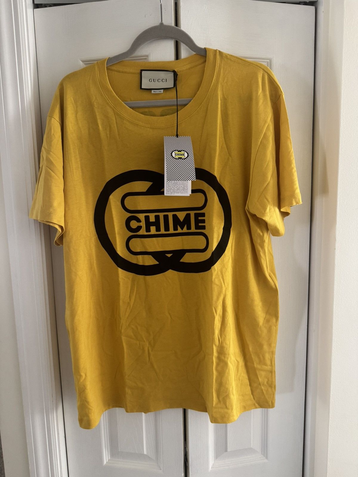 Gucci Gucci yellow and red striped t shirt as worn by Harry Styles 