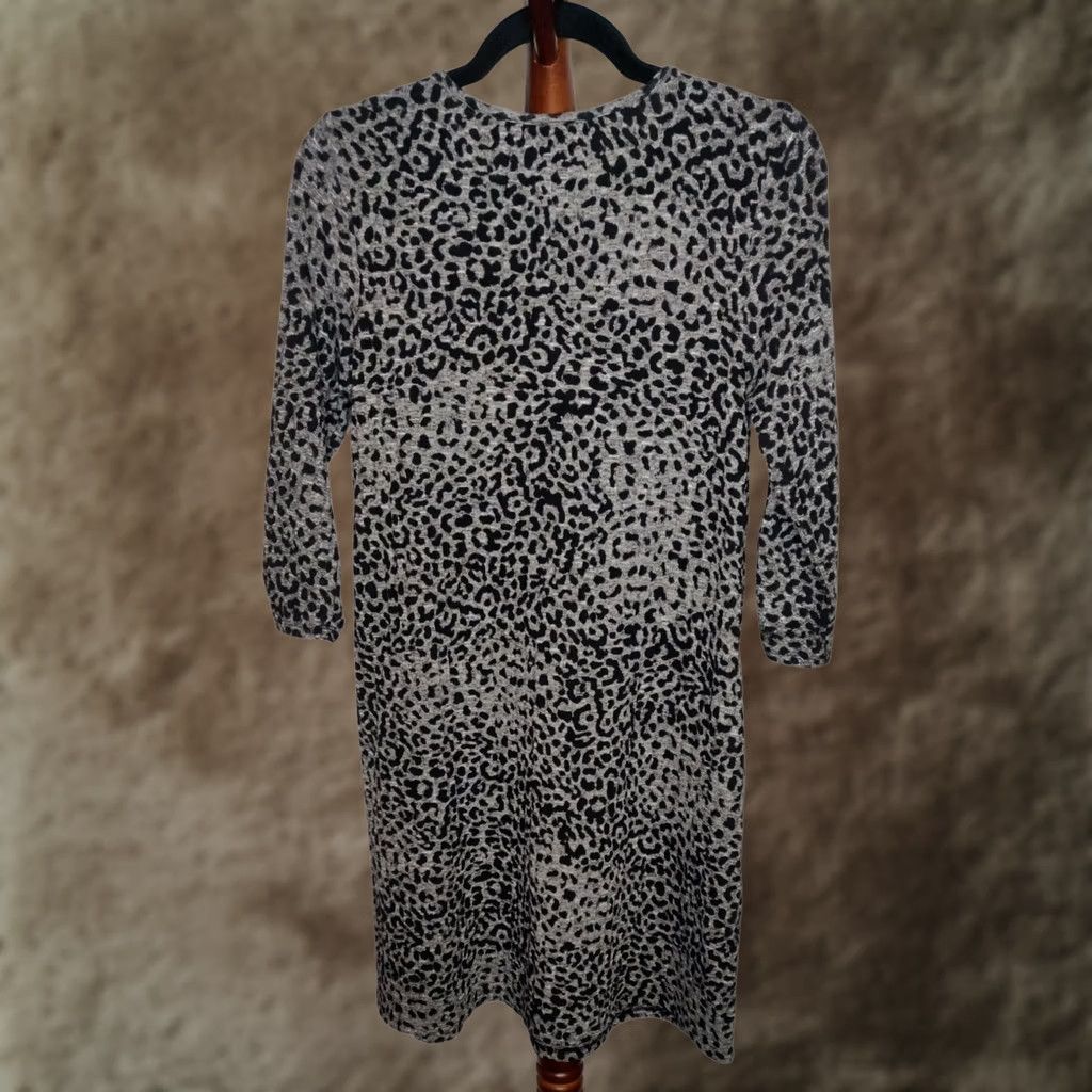 apt 9 knit dress Apt. Apt. 9 Women's S Black Gray Print 3/4 Sleeve Side Pockets Teardrops Knee Length Knit Dress Womens S Garment Fit:CUTOUT