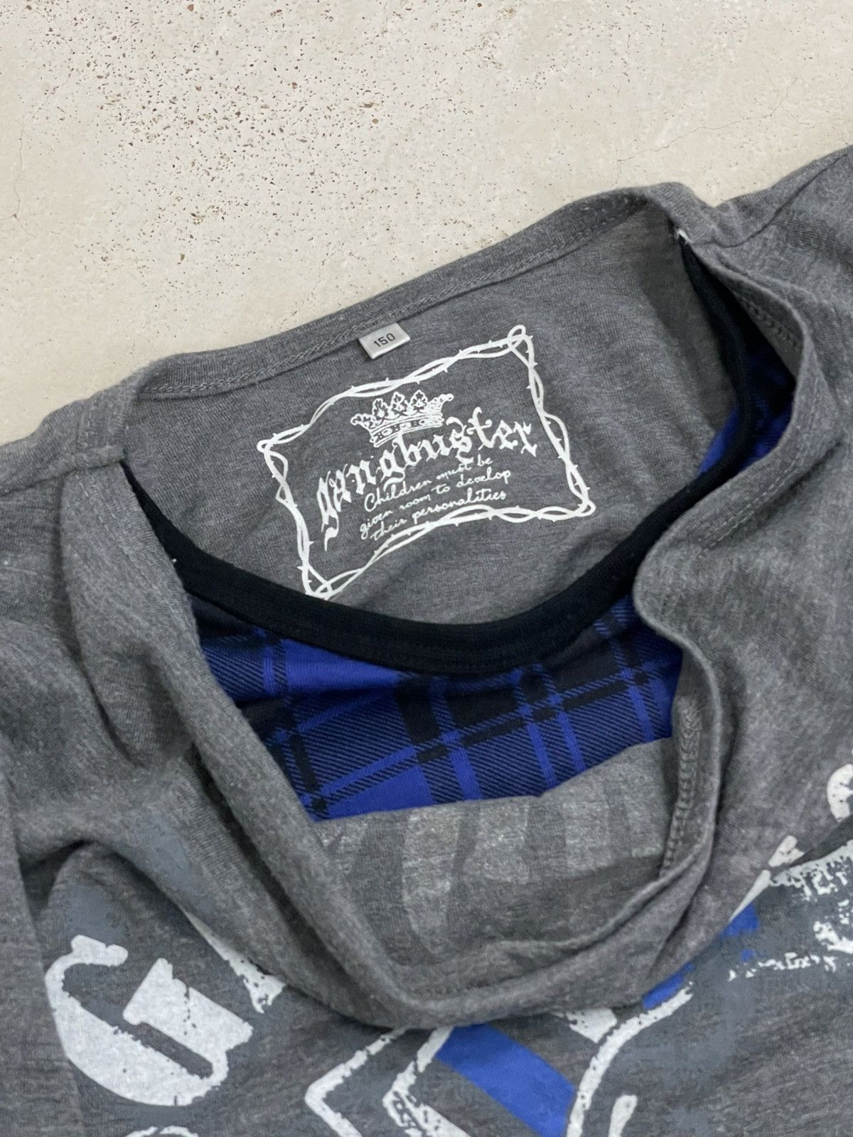 Japanese Brand Gangbuster Tartan Blue Y2K Punk Skull Layer Tee Size XS / US 0-2 / IT 36-38 - 10 Thumbnail