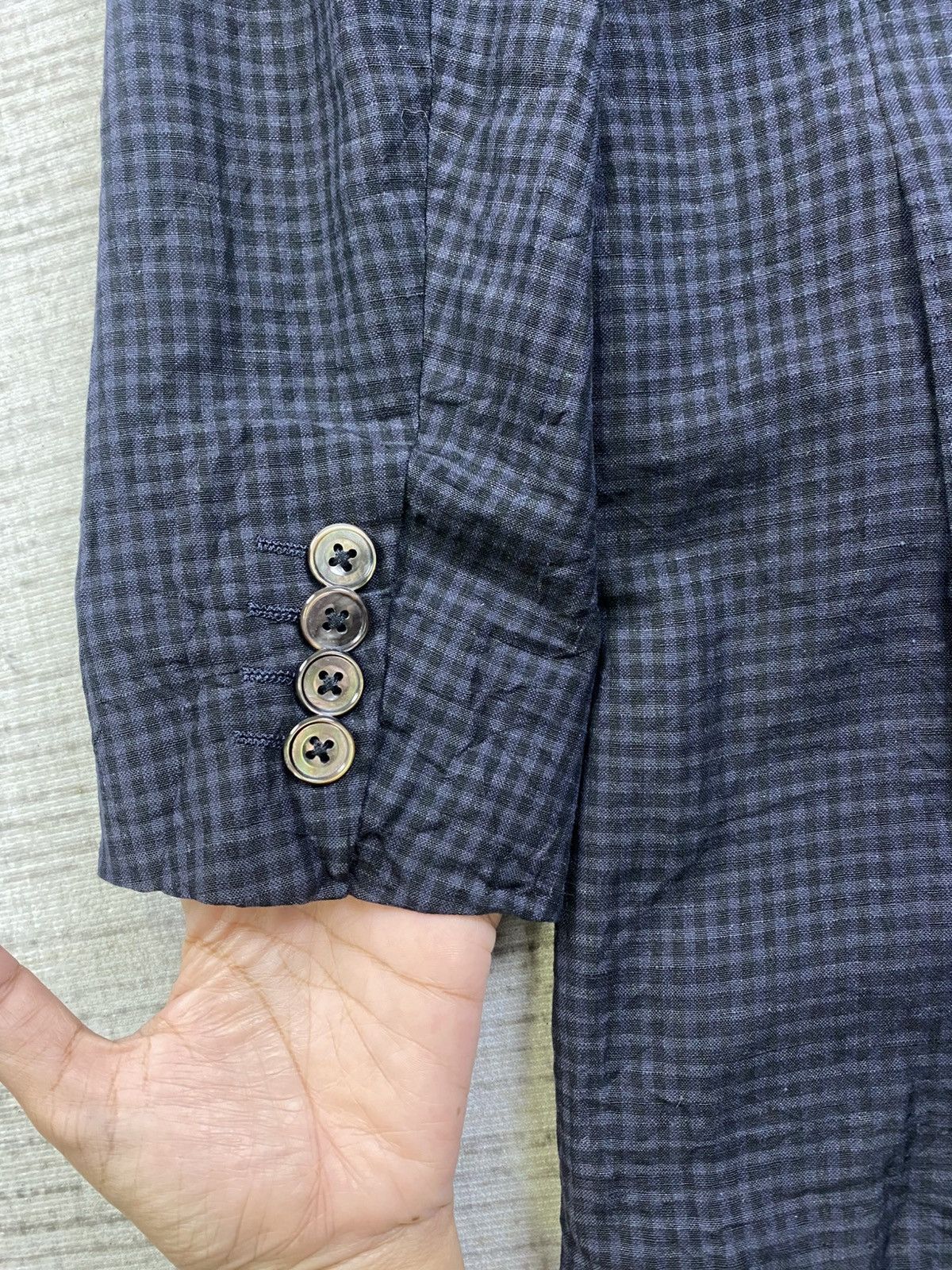 Burberry × Japanese Brand × Vintage Vtg 90s Burberry London Surface Hemp Material Plaid Blazer Size US M / EU 48-50 / 2 - 8 Thumbnail