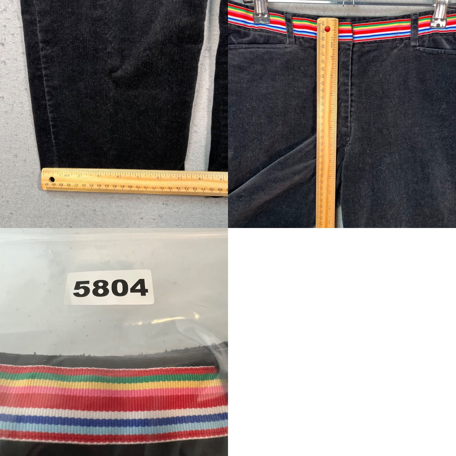 Lilly Pulitzer Lilly Pulitzer Womens Pants Black Corduroy w/ Rainbow Waistband Size 6 Dress/Flat Front Straight Inseam 26in Size 28" / US 6 / IT 42 - 8 Thumbnail