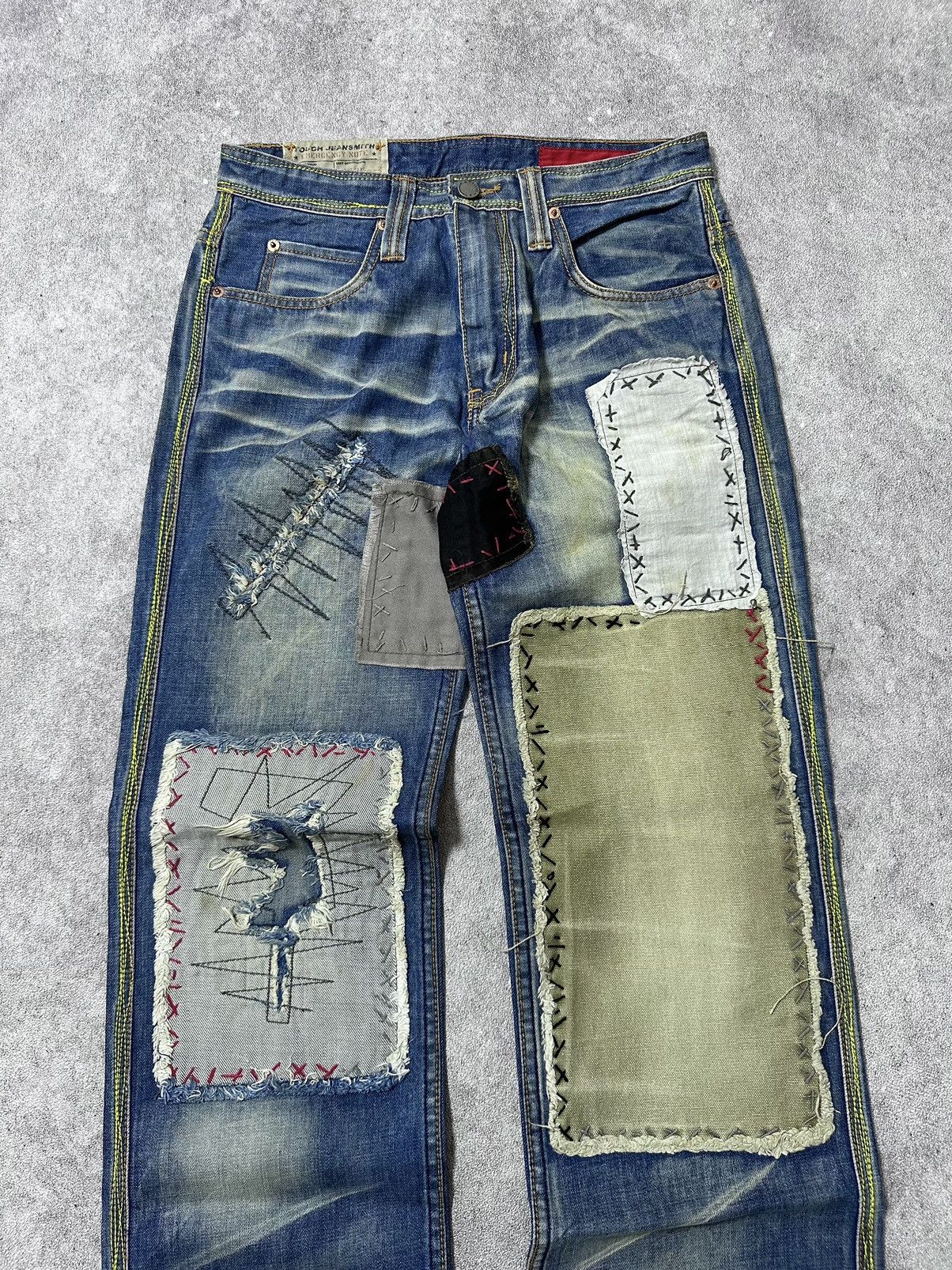Japanese Brand Vintage Tough Jeans Washed Pacthwork Denim Size US 29 - 3 Thumbnail
