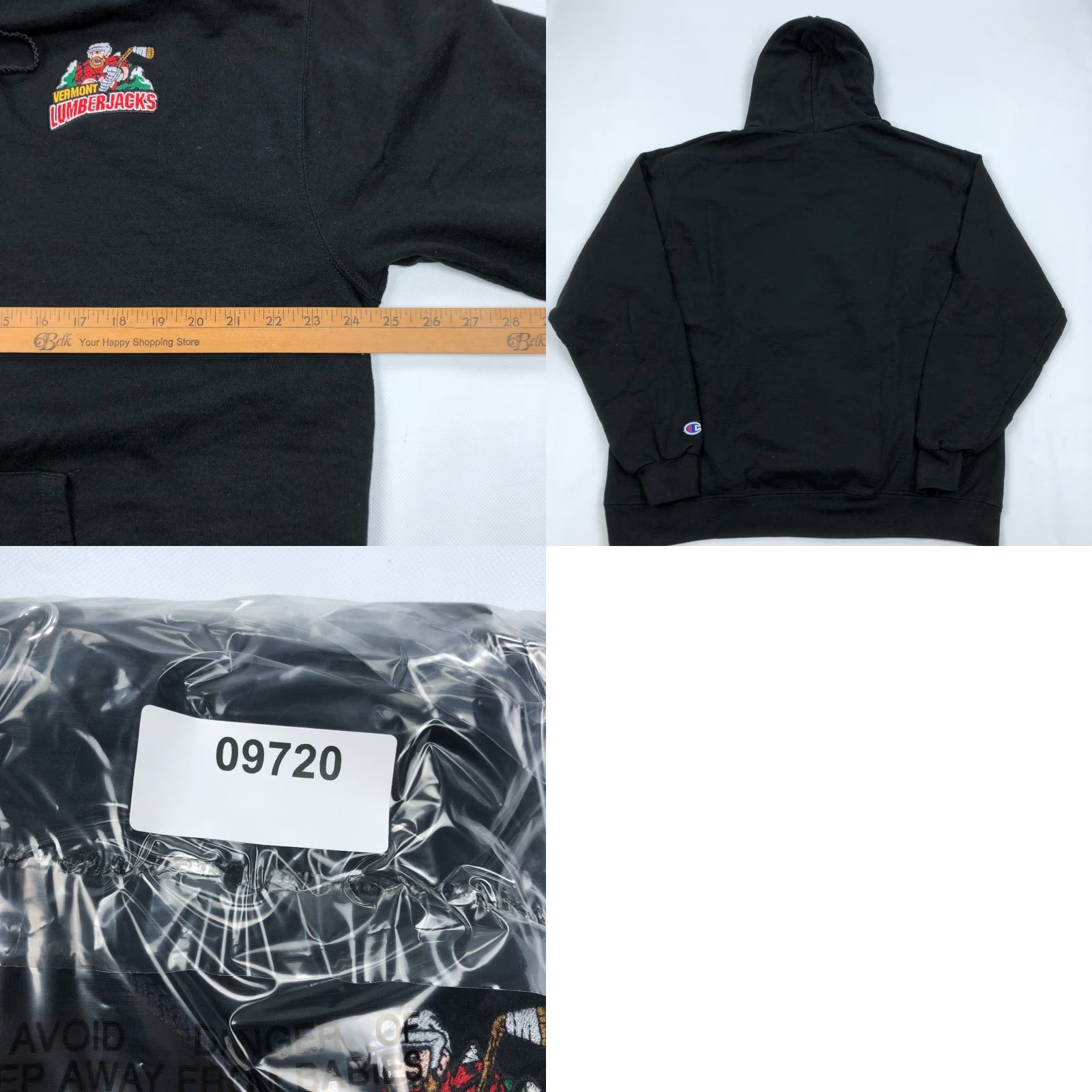 Champion Vermont Lumberjacks Hoodie Mens XL Hockey Champion Sweatshirt Black Size US XL / EU 56 / 4 - 8 Thumbnail