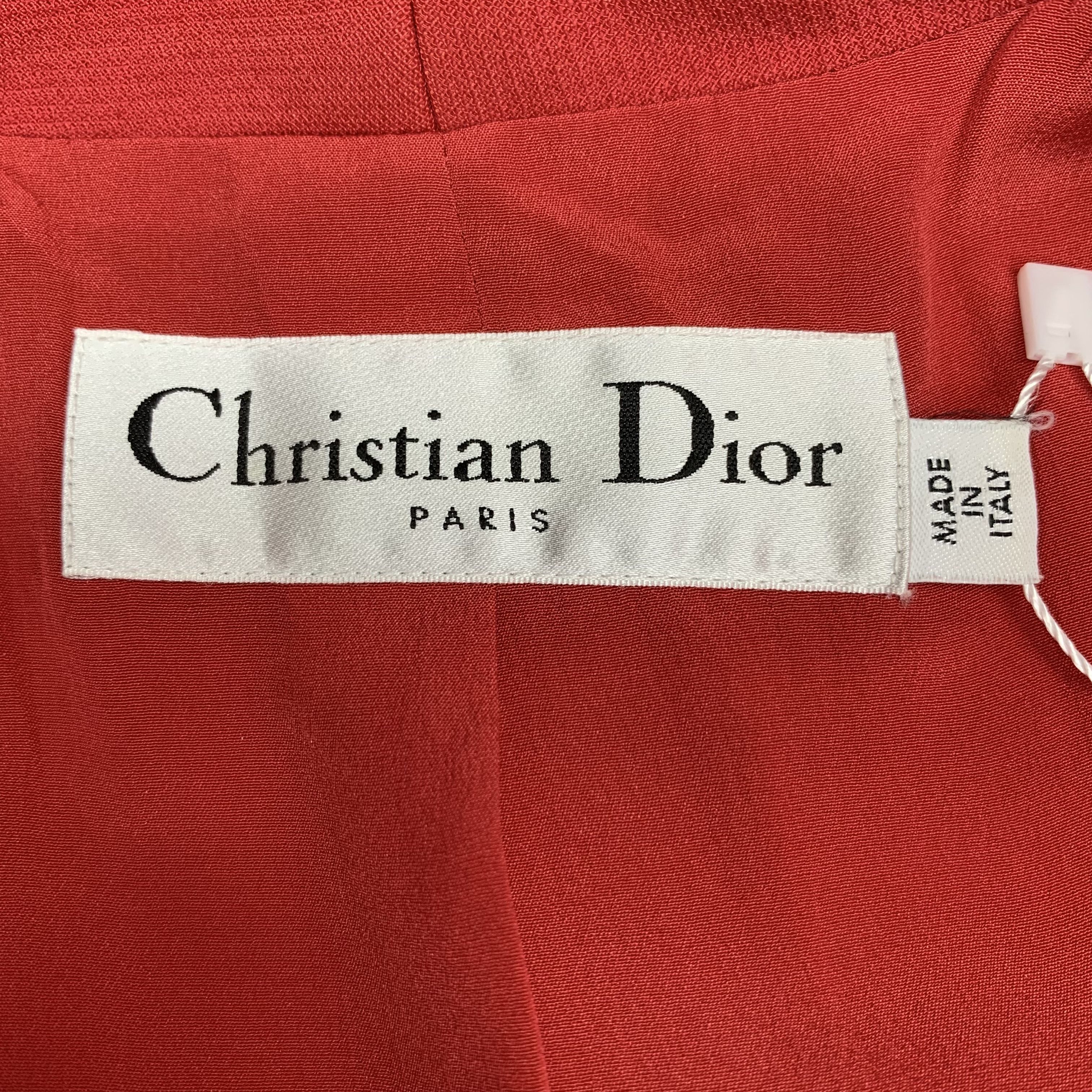 Dior CW0440 Christian Dior Red Sleeveless Belted Midi Dress Size XS / US 0-2 / IT 36-38 - 6 Thumbnail