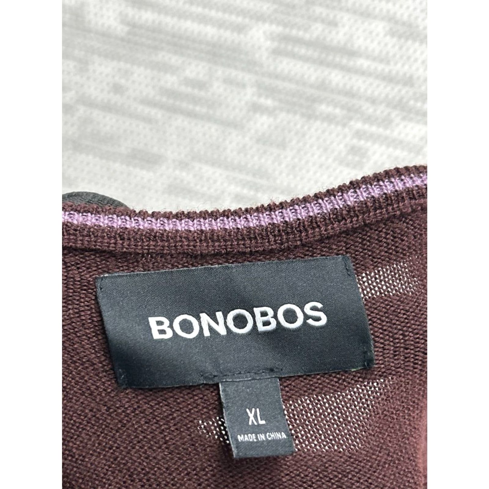 Bonobos Bonobos Sweater Mens XL Brown Wool Knit Pullover Pullover V-Neck Slim Wool Knit Solid Casual Business Knit Size US XL / EU 56 / 4 - 3 Thumbnail