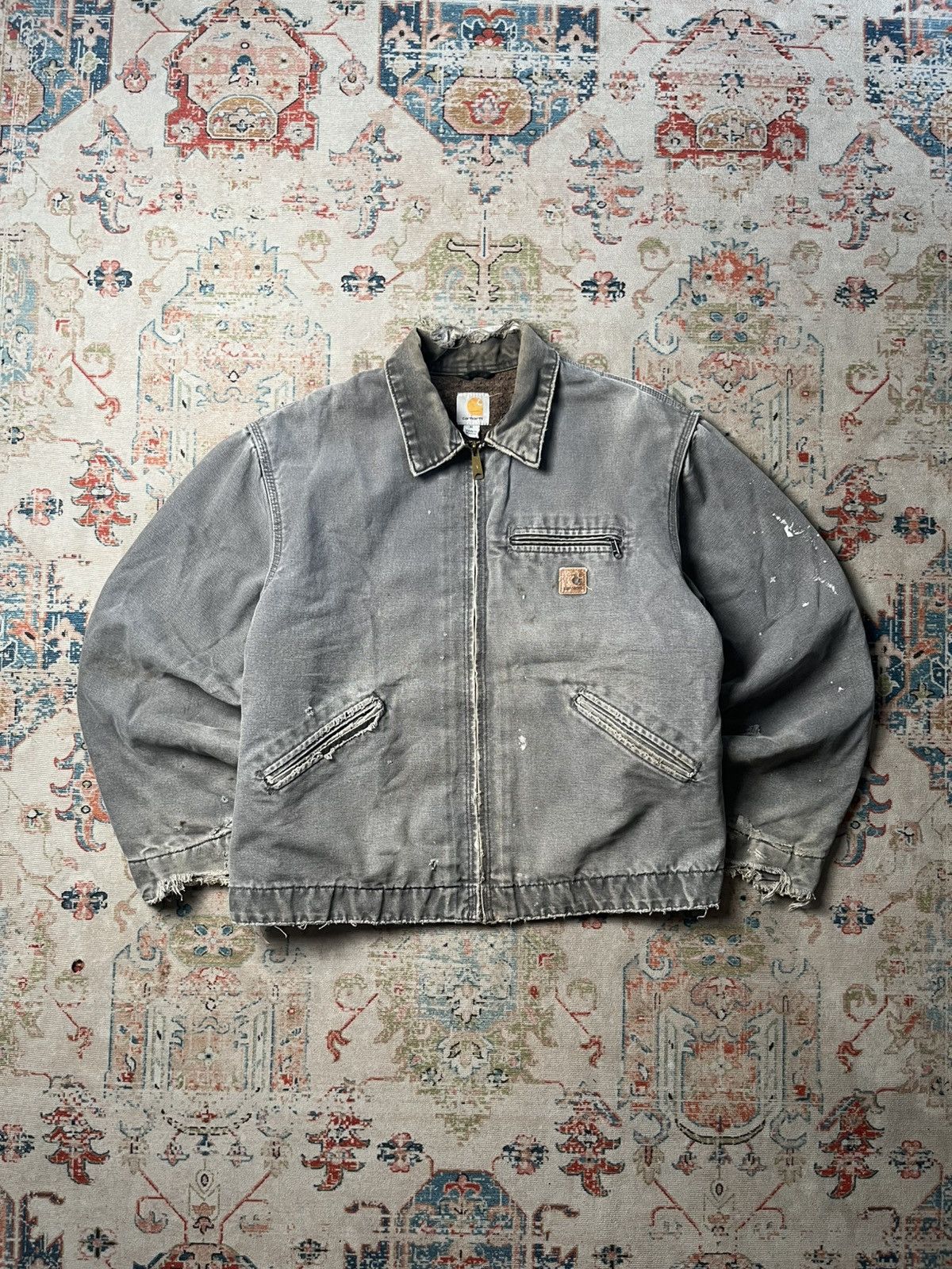 Carhartt Vintage Disressed Carhartt J97GVL Detroit Jacket Gravel Grey Size US XL / EU 56 / 4 - 1 Thumbnail