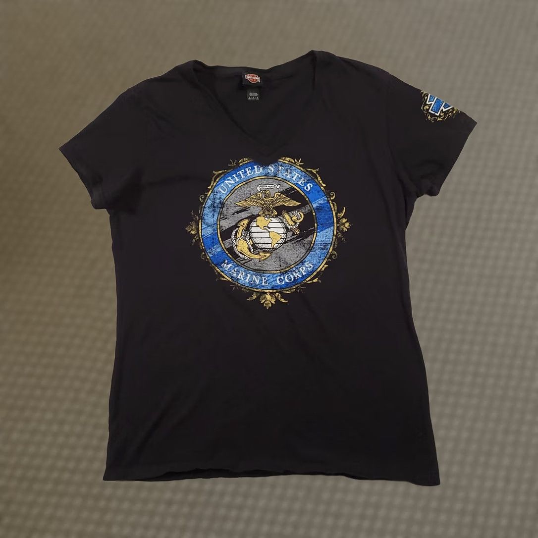 Harley Davidson Harley Davidson Shirt Women’s L Black Motorcycle Marines USMC Logo Tee Size L / US 10 / IT 46 - 1 Thumbnail