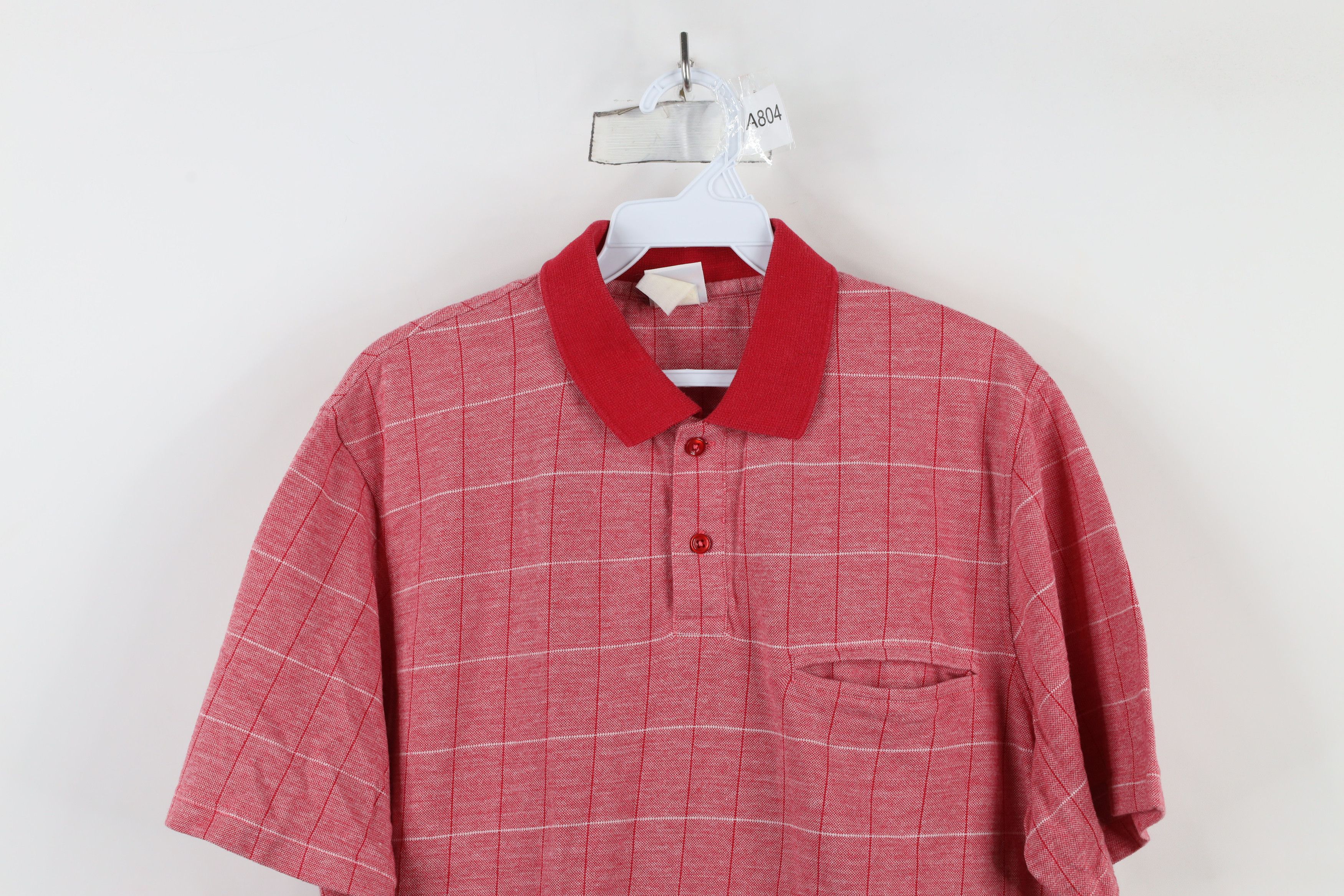 Vintage Vintage 90s Streetwear Knit Pullover Polo Shirt Red Plaid Size US L / EU 52-54 / 3 - 2 Thumbnail