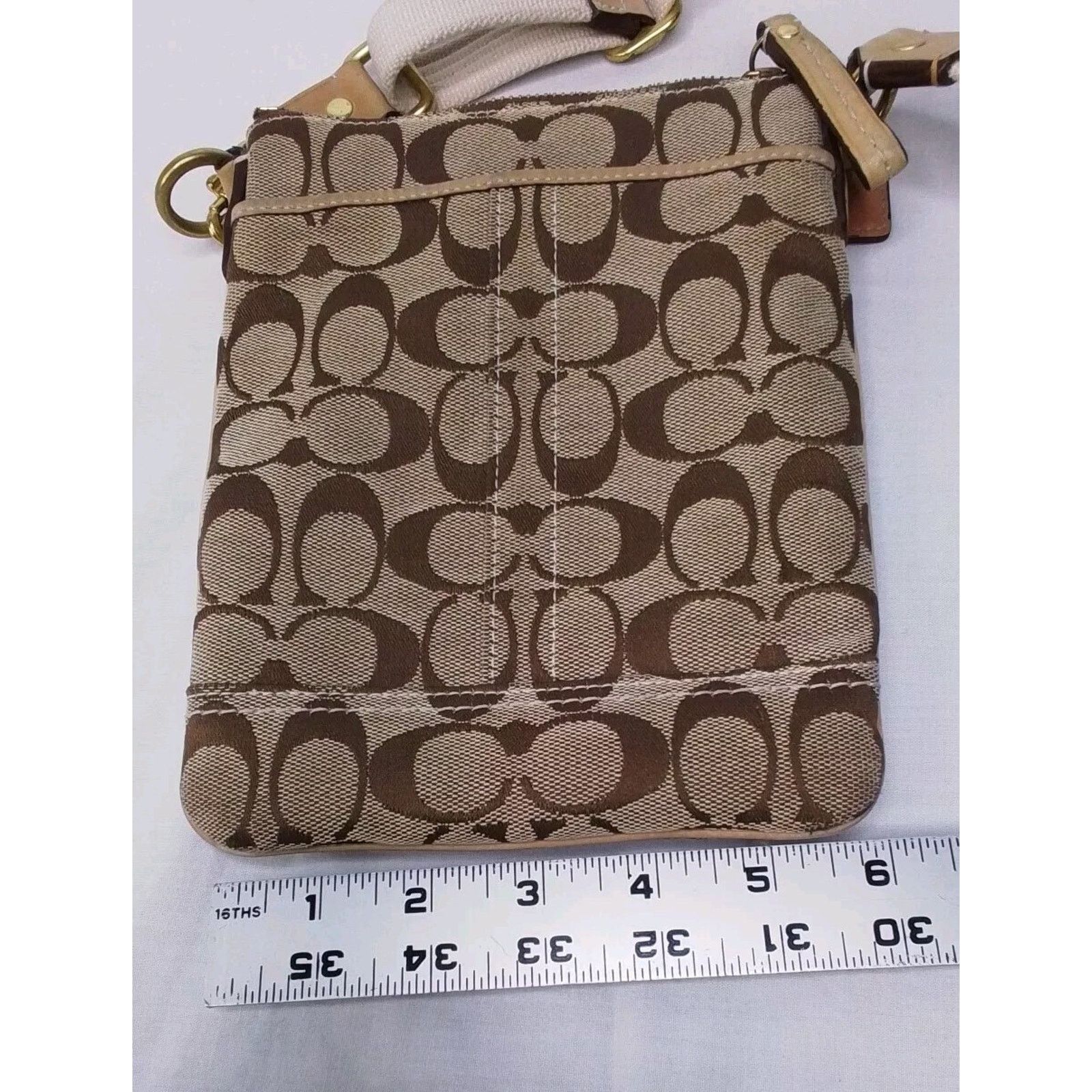 Coach Coach Signature Brown Crossbody Purse Swing Bag #J2038 Size ONE SIZE - 11 Thumbnail
