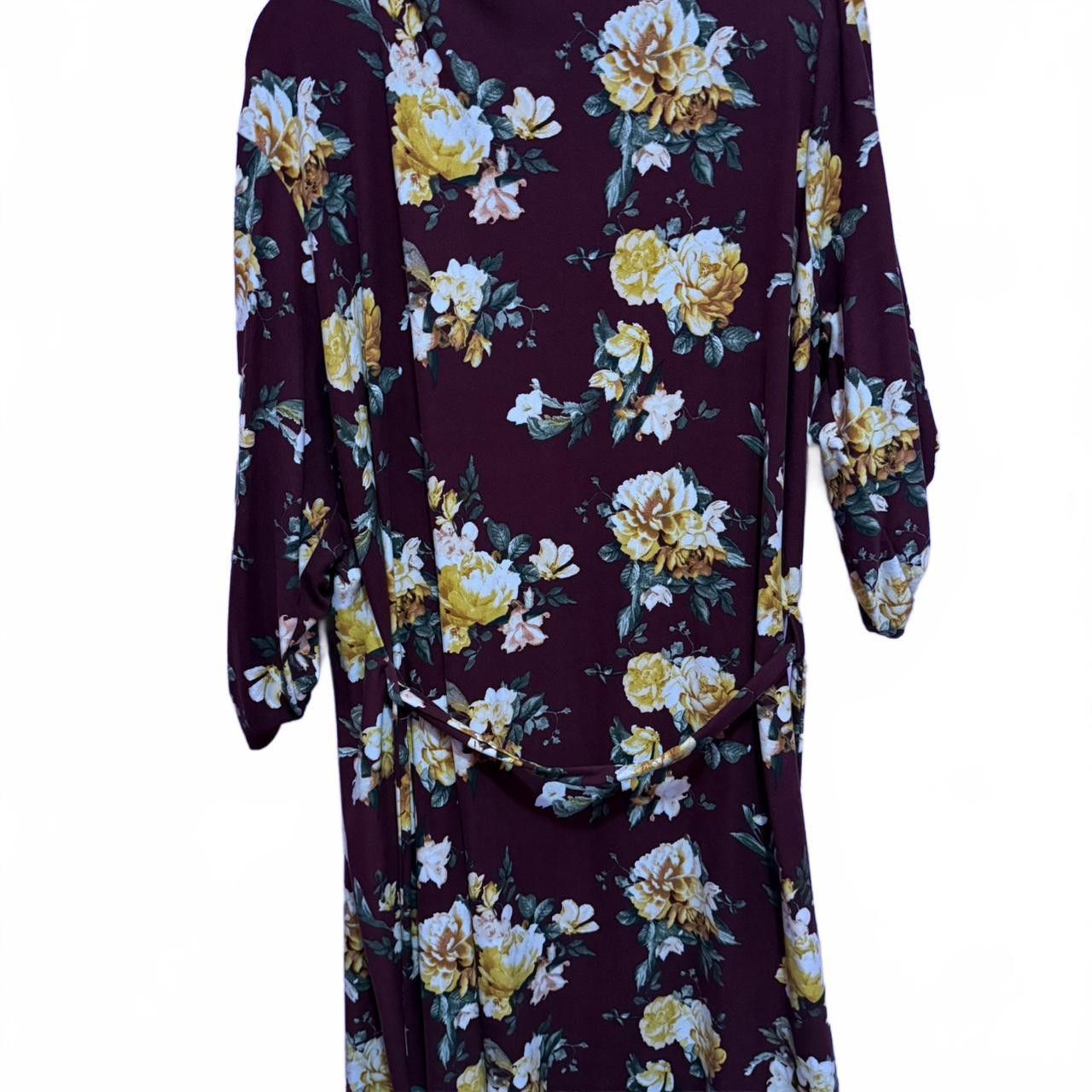 Designer Floral Print Burgundy Button up Size 3XL / US 20-22 - 2 Thumbnail