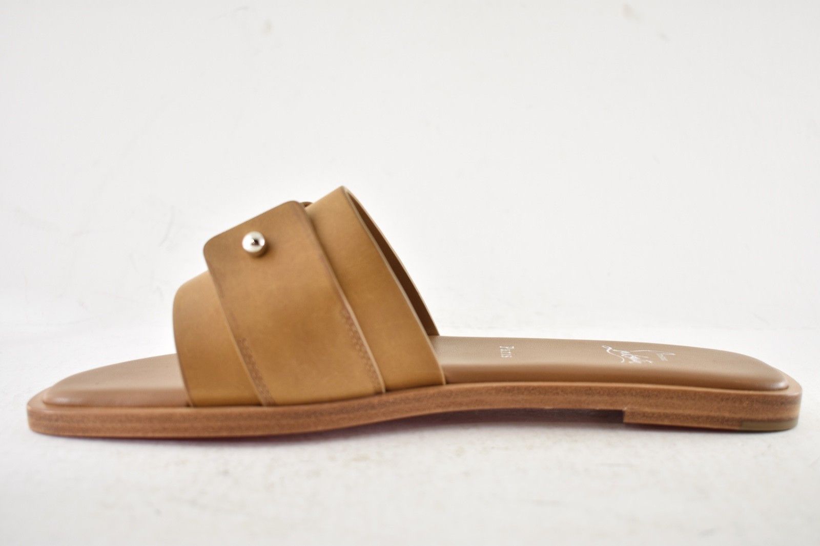 Christian Louboutin Chambelimule Donna Flat Tera Brown Leather Slide Sandal 36 Size US 6 / IT 36 - 12 Thumbnail