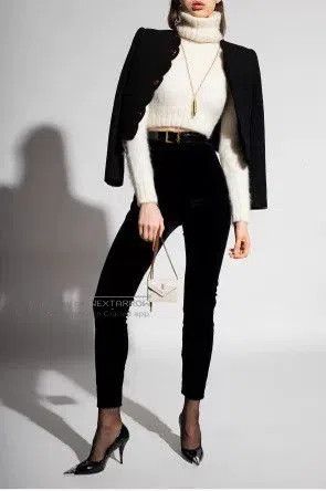 Saint Laurent Paris Saint Laurent White Cropped Turtleneck Sweater. Size M / US 6-8 / IT 42-44 - 5 Thumbnail