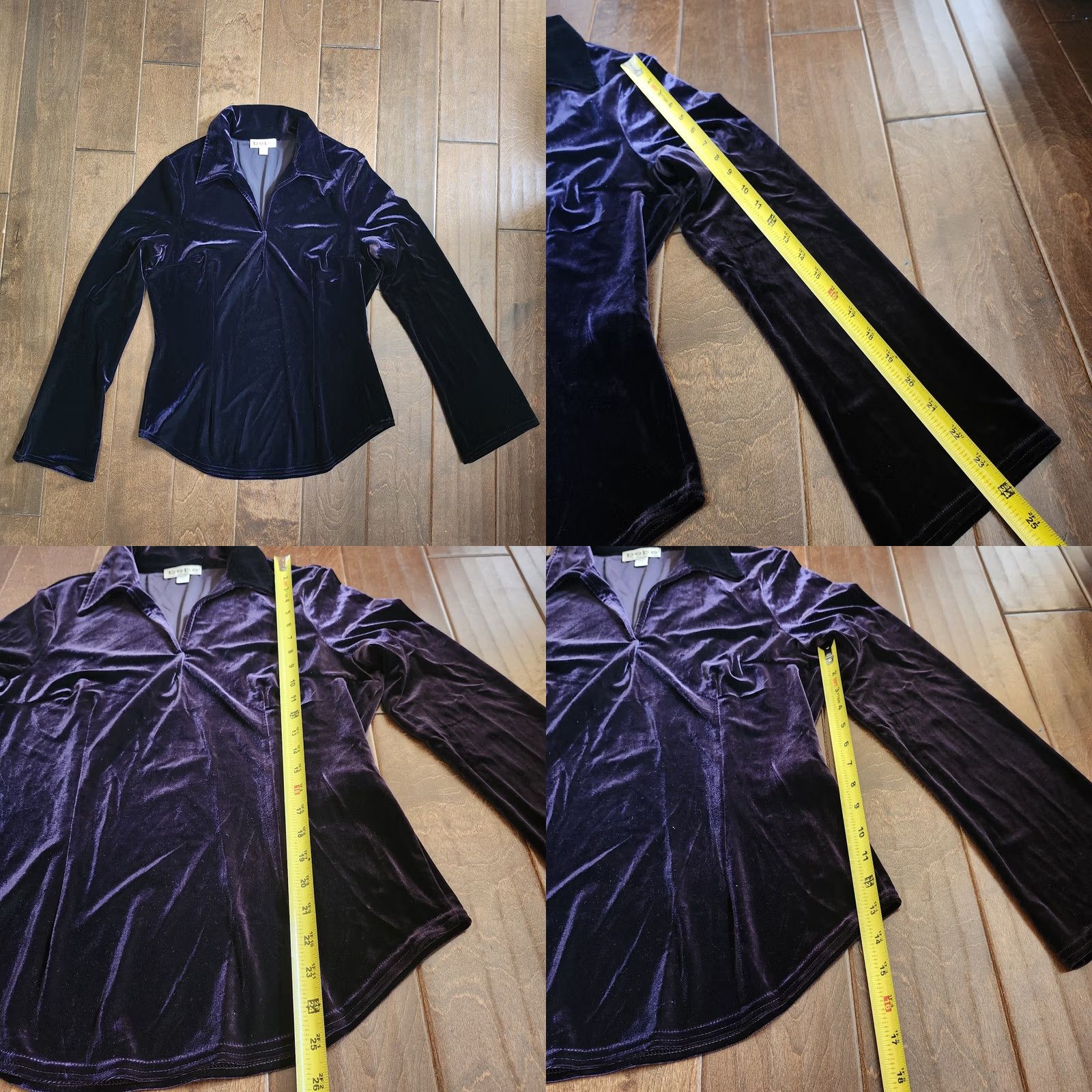 Bebe Bebe San Francisco Women's Velvet Purple Long Sleeve Blouse - Size L Size L / US 10 / IT 46 - 8 Thumbnail