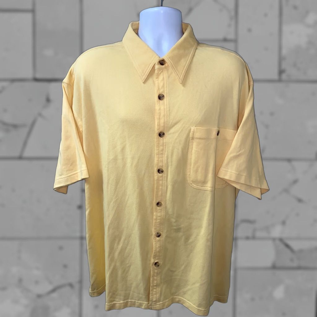 Duluth Trading Company Duluth Trading Co Shirt Mens 2XL Yellow Short Sleeve Button-Front Collared Cotton Shirt Regular Fit Size US XXL / EU 58 / 5 - 1 Thumbnail