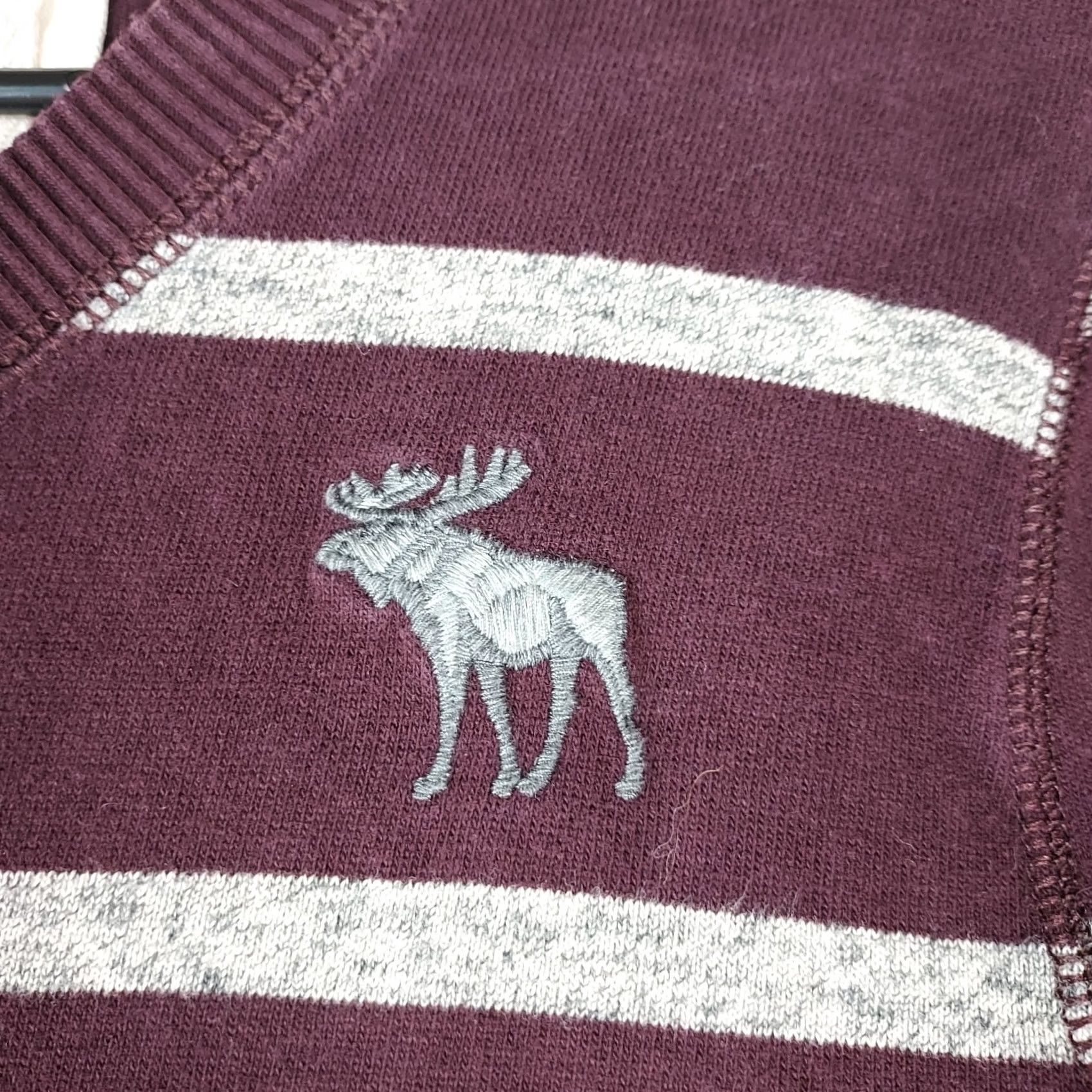 Abercrombie & Fitch Abercrombie & Fitch Men’s L Muscle Fit Long Sleeve Cotton Stripe Tee Maroon Gray Shirt Mens Regular Crew Neck Logo Knit Vintage No Size US L / EU 52-54 / 3 - 3 Thumbnail