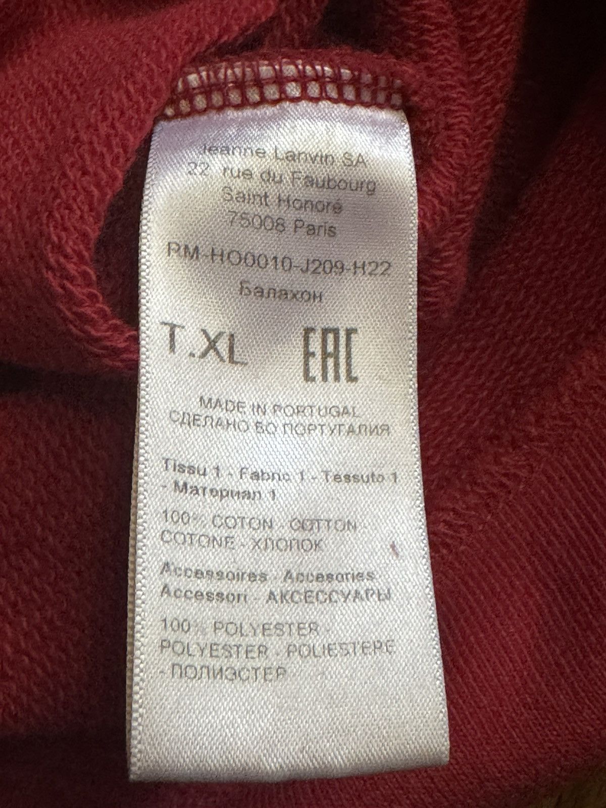 Lanvin LANVIN Curb Red Embroidered Hoodie XL - Lipstick Size US XL / EU 56 / 4 - 10 Thumbnail