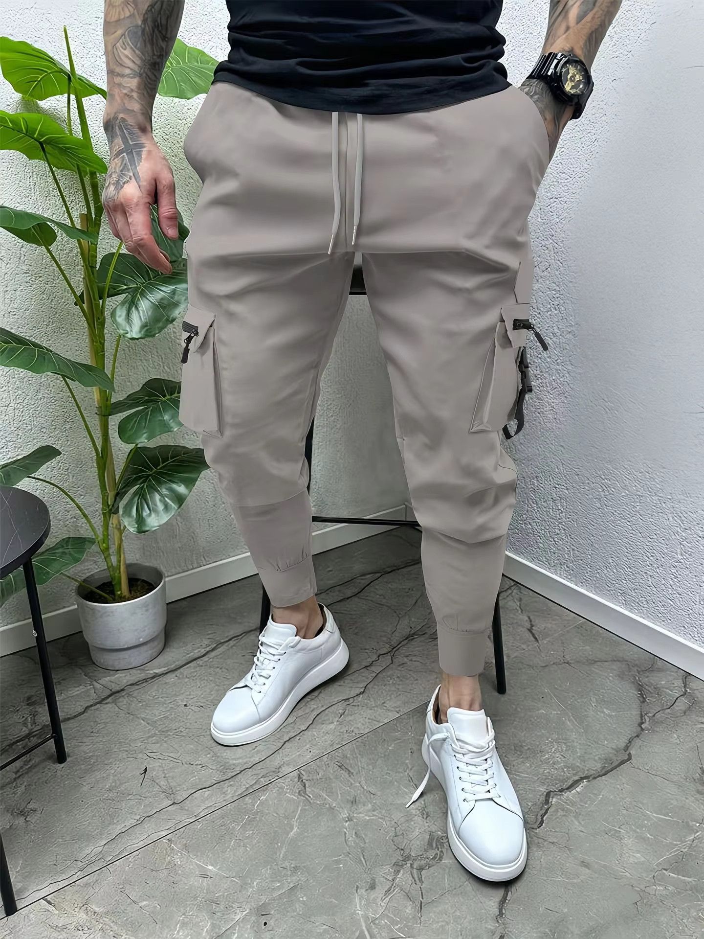 Japanese Brand New men's casual overalls fashion multi-pocket loose pants Size US 31 - 3 Thumbnail