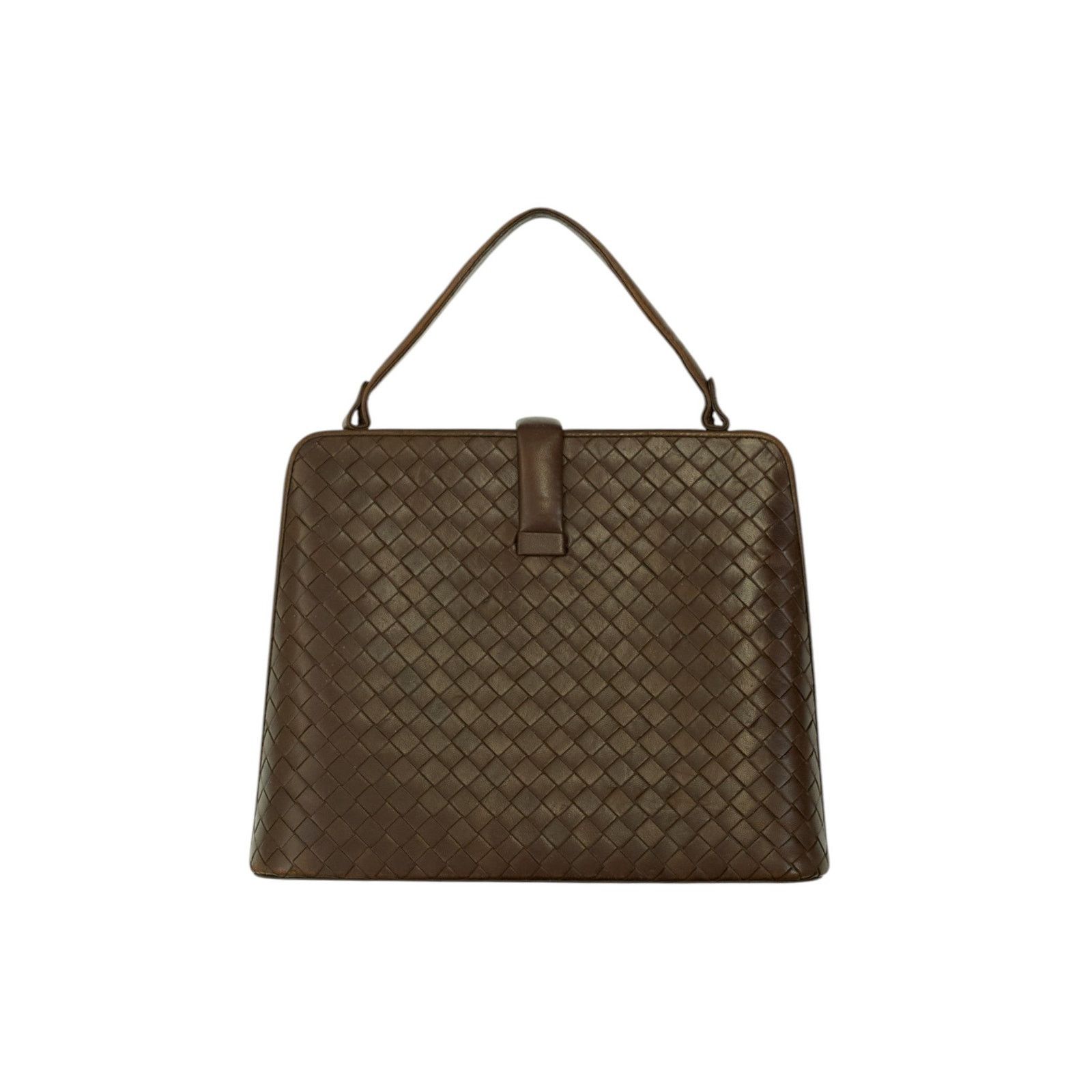 Bottega Veneta Intrecciato Brown Clip Leather Hand Bag Size ONE SIZE - 1 Thumbnail