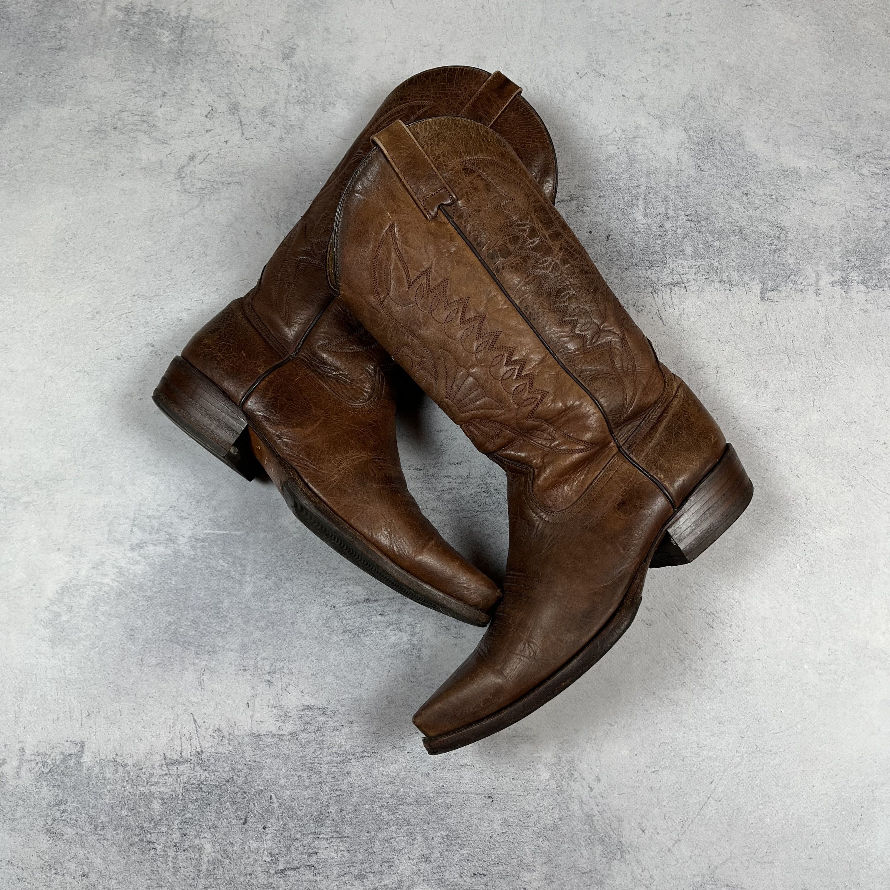 Buffalo London Vintage Buffalo Western Brown Leather Cowboy Boots 90’s Size US 9 / IT 39 - 3 Thumbnail