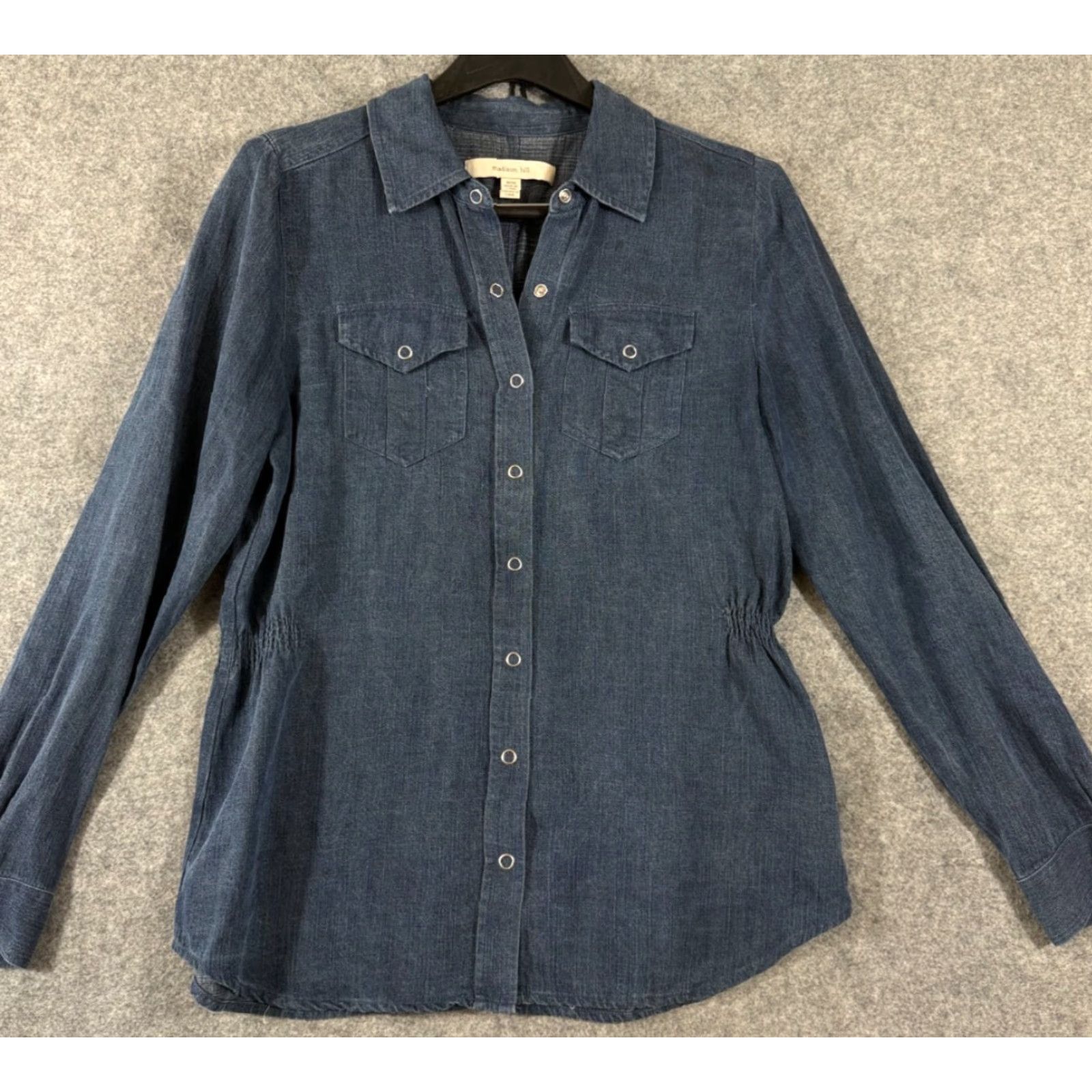 Madison Madison Hill Shirt Womens M Blue Denim Snap Front Long Sleeve Western Style Size M / US 6-8 / IT 42-44 - 2 Thumbnail