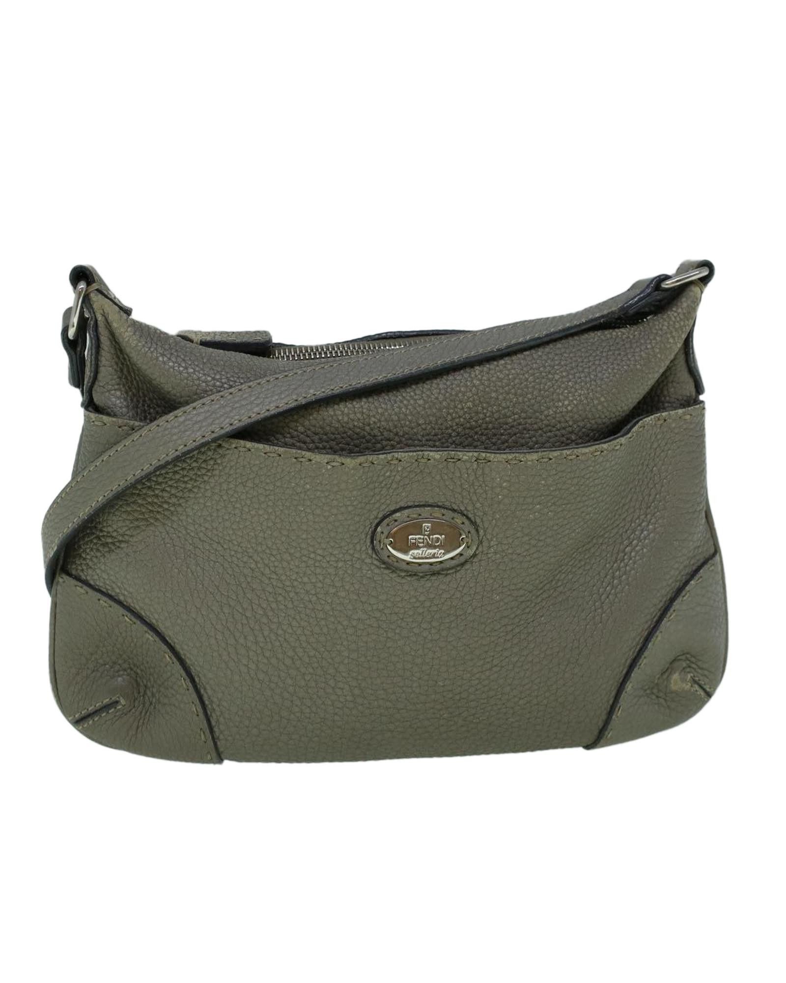 image of Fendi Gray Leather Shoulder Bag By Italian Designer in Grey, Women's