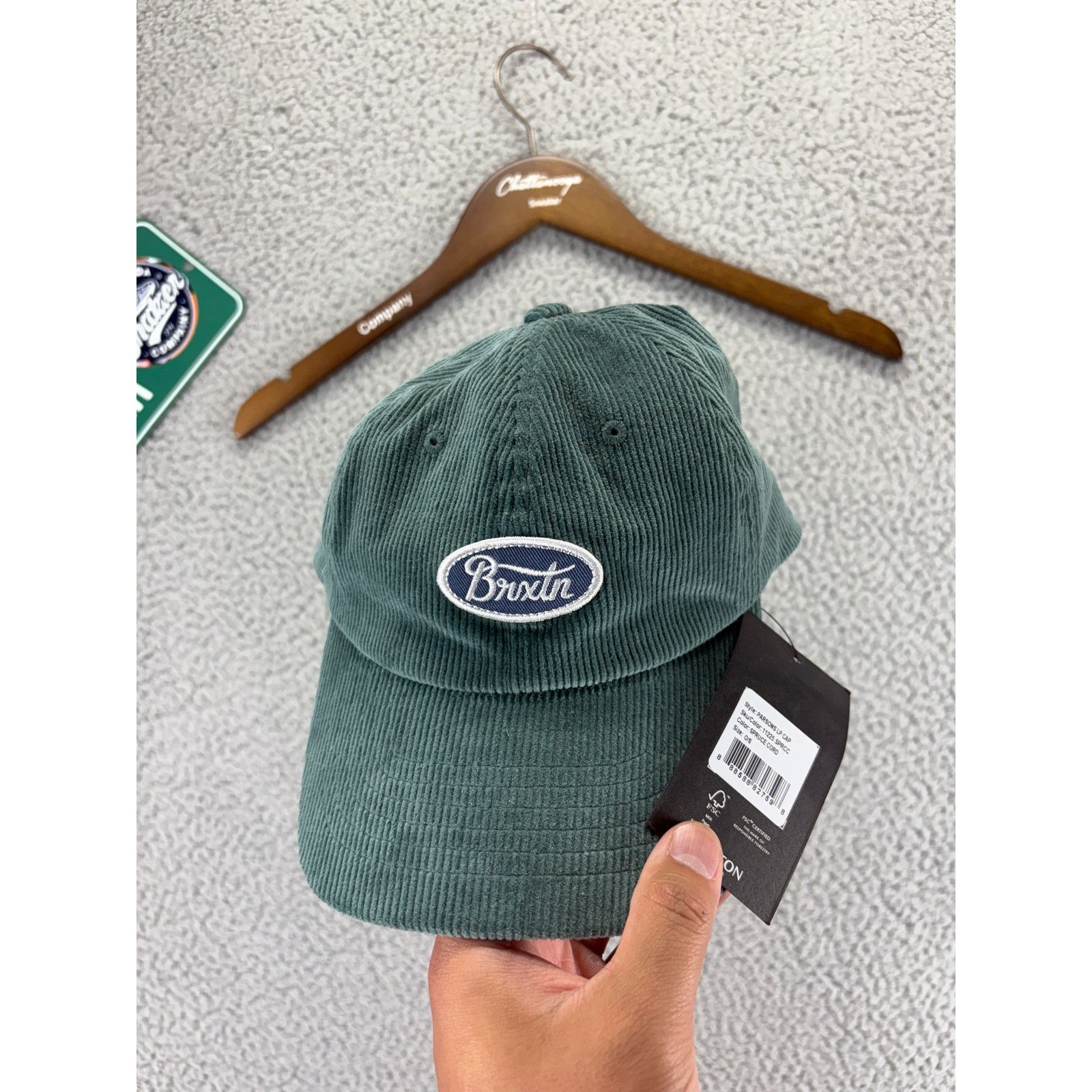 Brixton Brixton Parsons 6 Panel Corduroy Snapback Hat Cap Mens Green Size ONE SIZE - 1 Thumbnail
