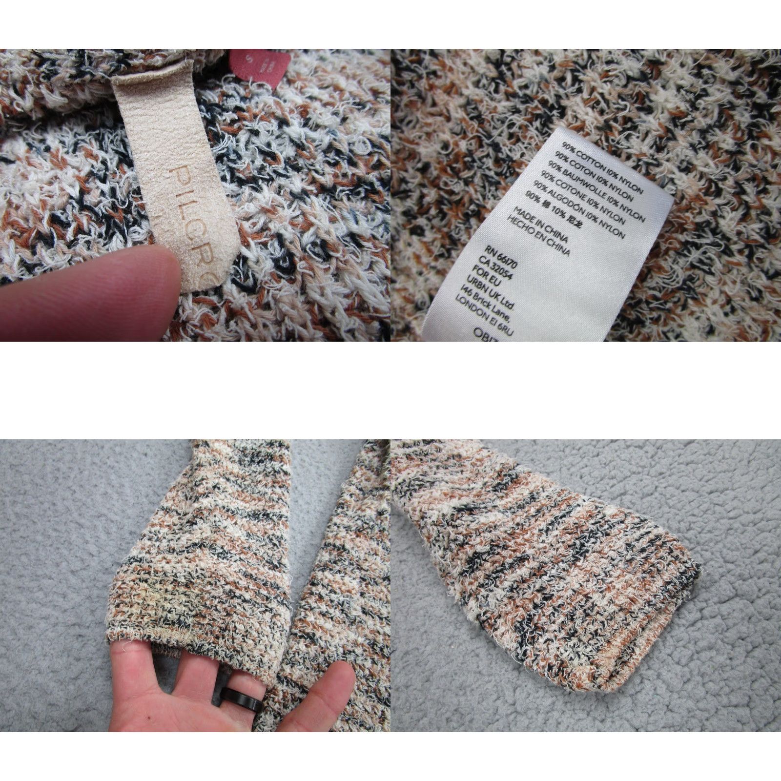 Vintage Pilcro Cardigan Womens Small Beige Marled Knit Open Front Pockets Size S / US 4 / IT 40 - 8 Thumbnail