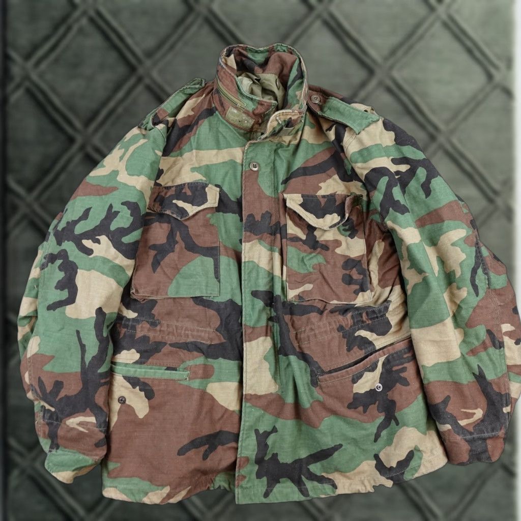 Vintage VINTAGE So-Sew Styles, Inc. COAT Military Field Camouflage Pattern Green Cotton Blend Lined Stand-Up Collar Zip Full-Front Pockets Mens Medium Size US M / EU 48-50 / 2 - 1 Thumbnail